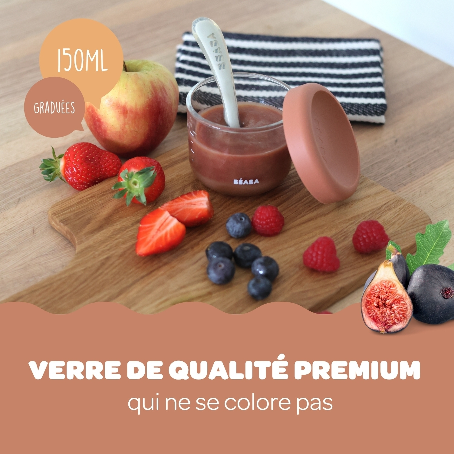 Coffret 6 portions verre 150 ml Sunrise color mix (Béaba) - Image 5