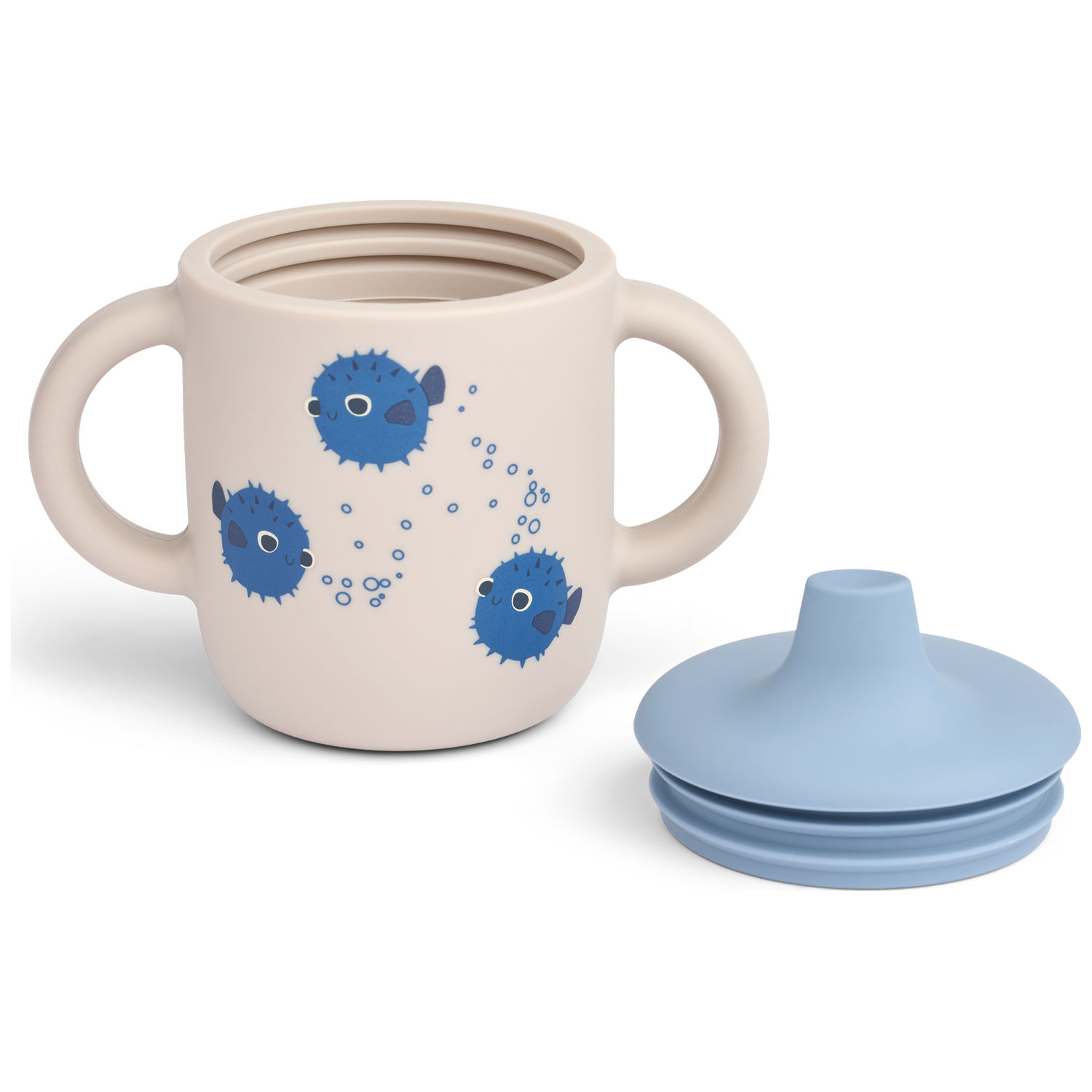 Tasse à bec en silicone Neil Pufferfish Sandy (Liewood) - Image 1