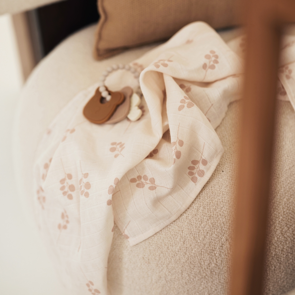 Lot de 3 langes en gaze de coton Twig Wild Rose (70 x 70 cm) (Jollein) - Image 1