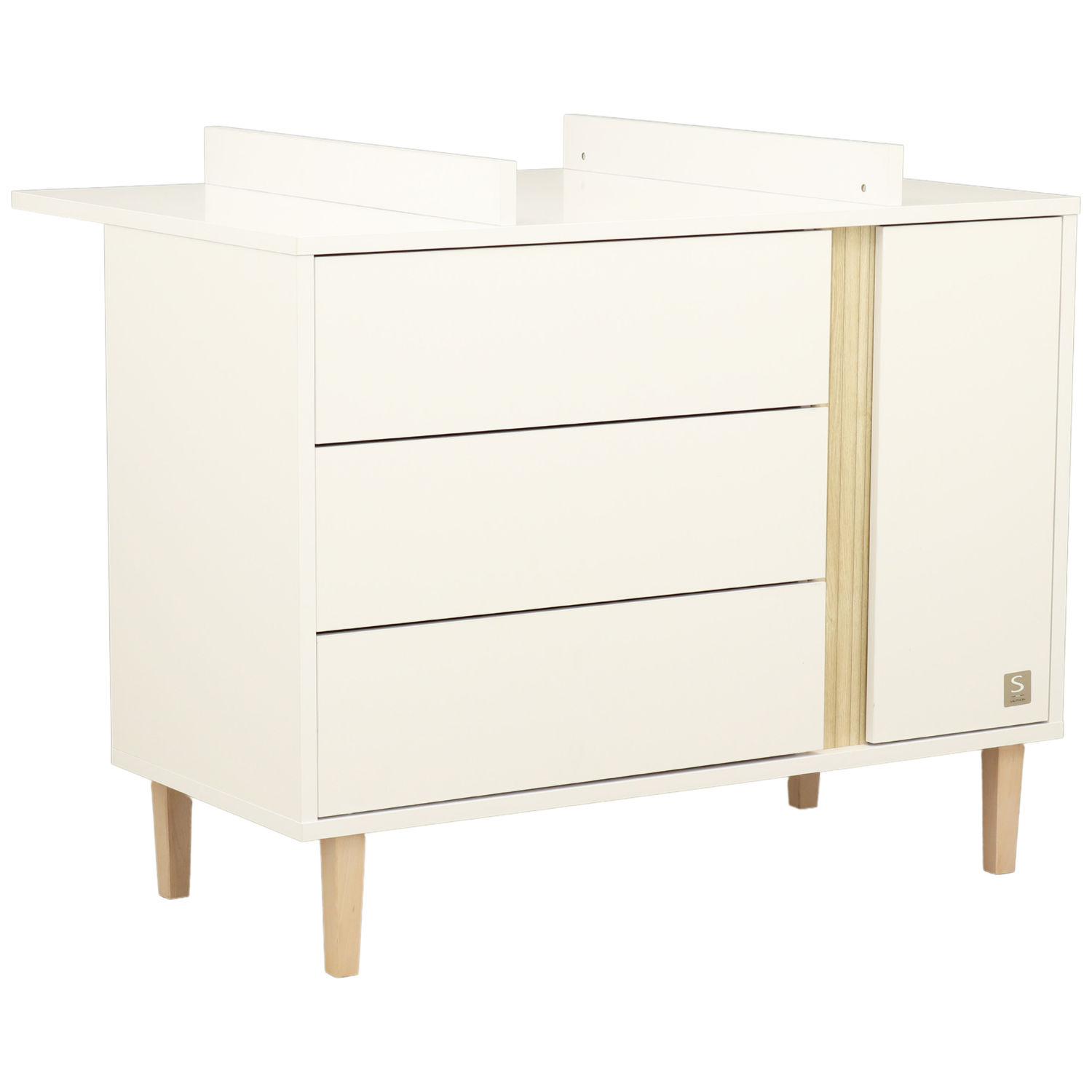 Plan à langer pour commode 3 tiroirs et 1 porte Paloma (Sauthon) - Image 2