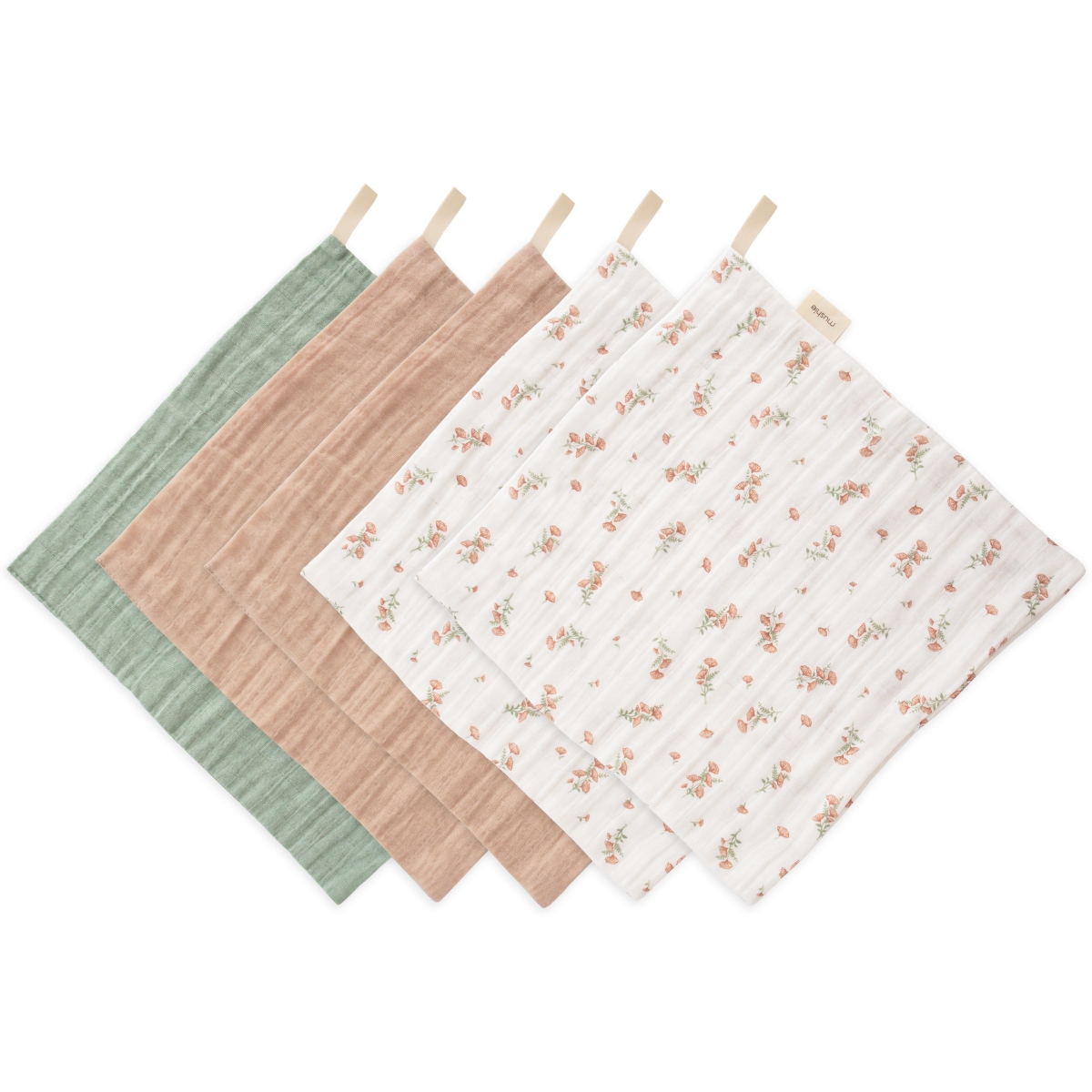 Lot de 5 gants de toilette Pink Flowers (Mushie) - Image 4