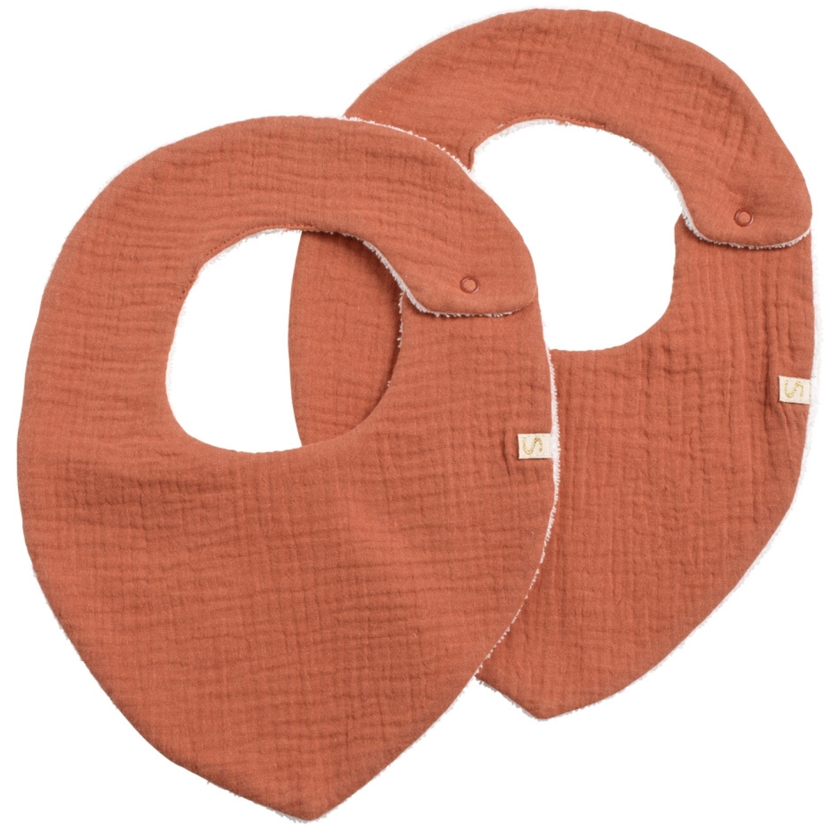 Lot de 2 bavoirs en double gaze de coton Terracotta