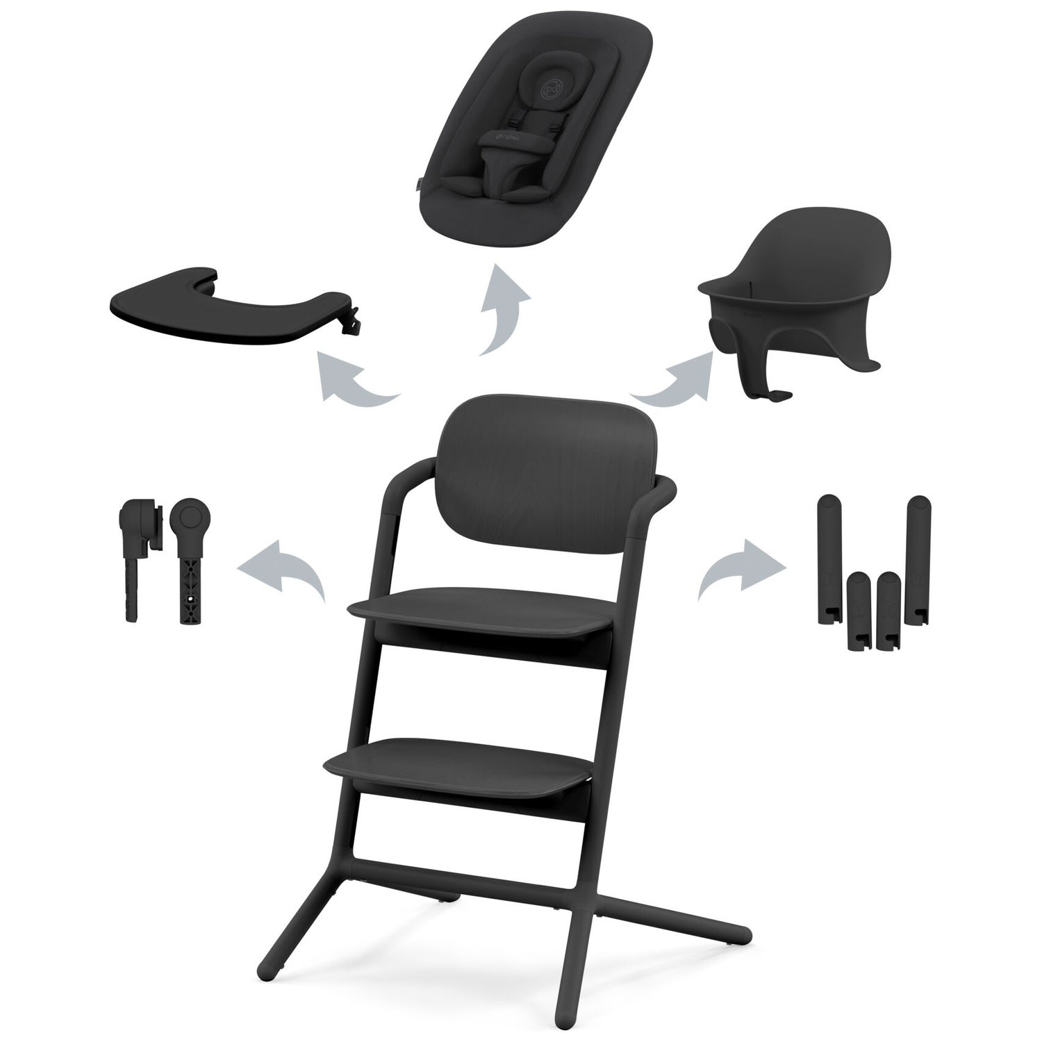 Chaise haute évolutive 4 in 1 Lemo 2 Stunning Black