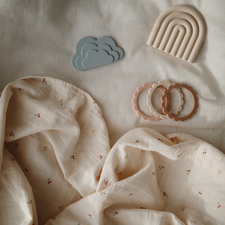 Lot de 3 bracelets de dentition Flower Rose-Blush-Shifting sand (Mushie) - Image 2