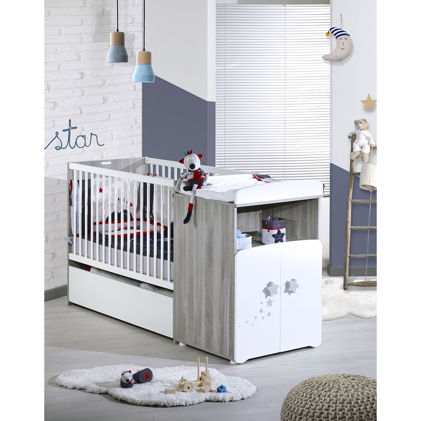 Baby Price - Lit bébé combiné évolutif New Nao (60 x 120 cm)