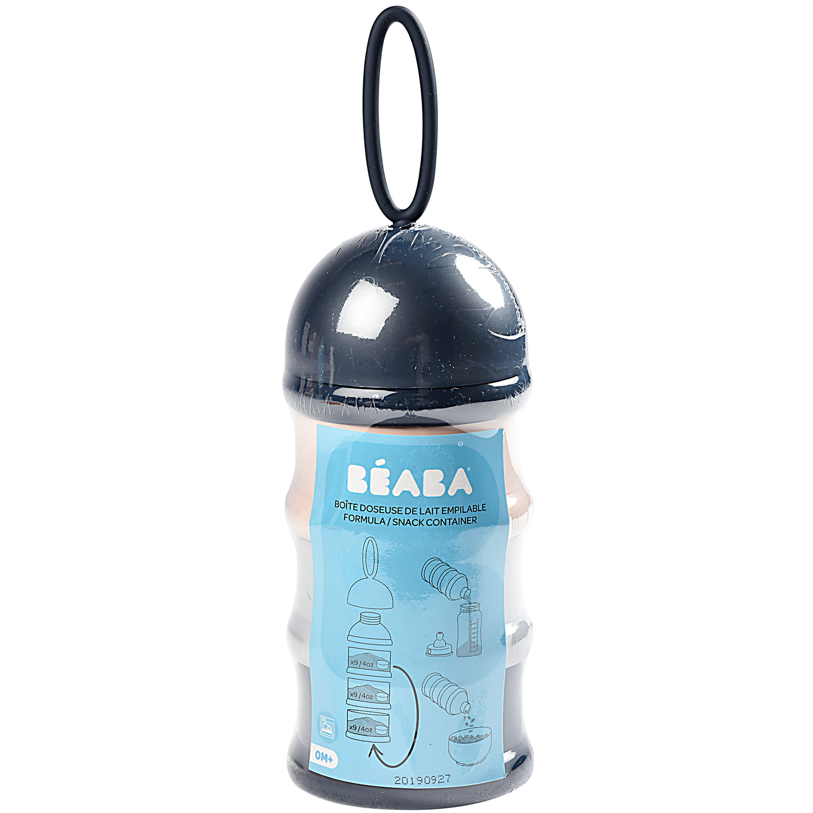 Boîte doseuse de lait empilable bleue foncée et rose (Béaba) - Image 1