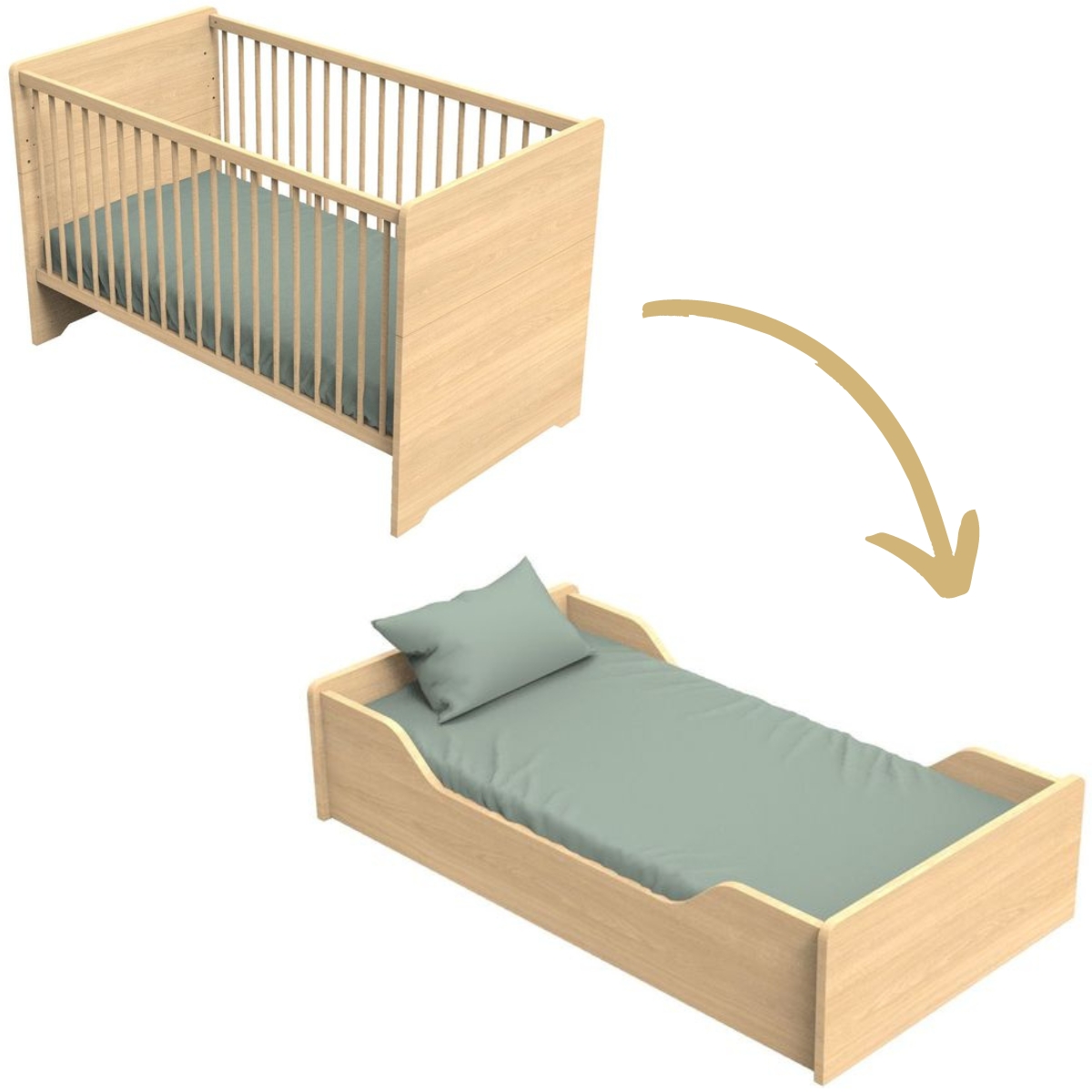 Lit évolutif Little big bed Cannelle (70 x 140 cm) (Sauthon) - Image 1
