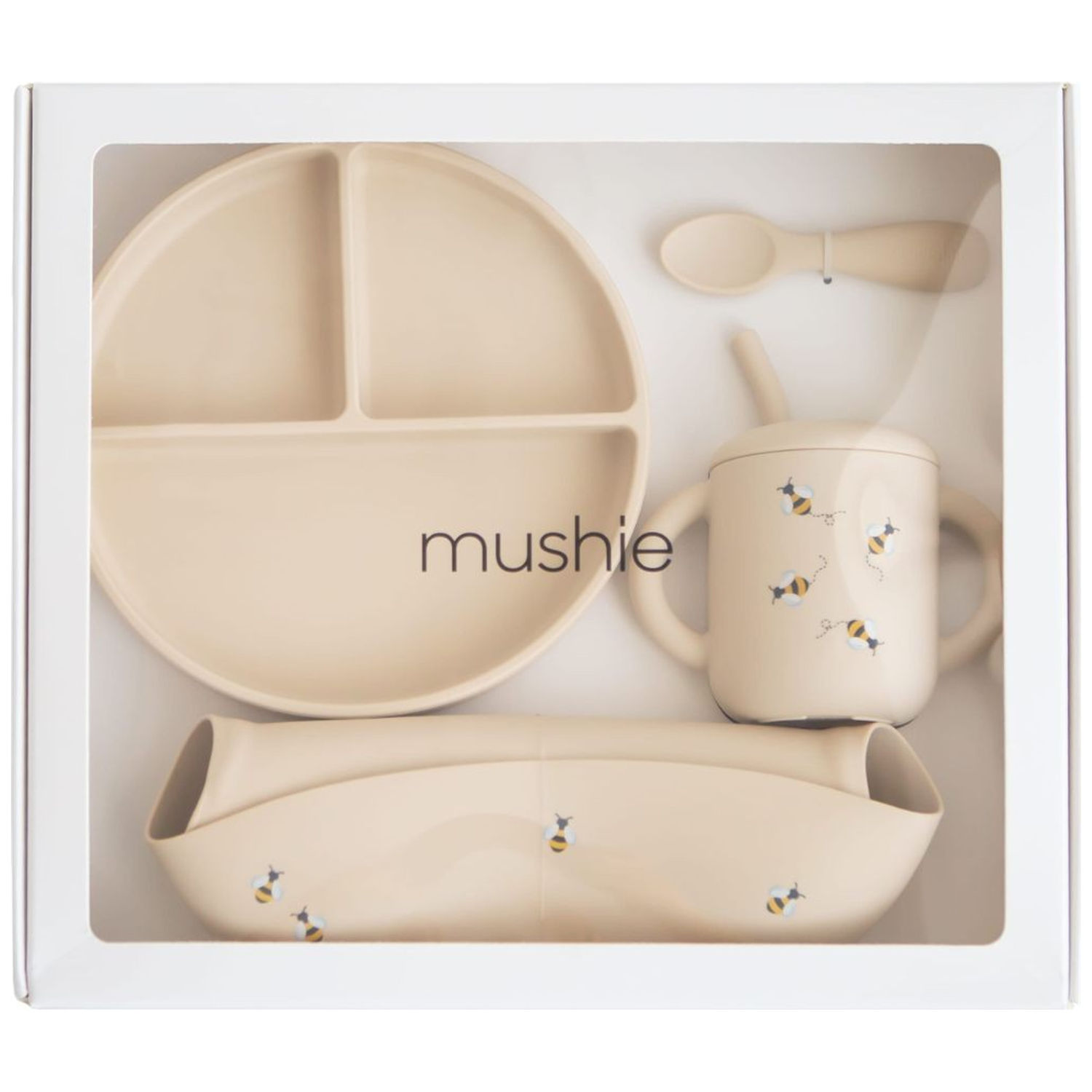 Mushie - Coffret repas en silicone Bee (4 pièces)