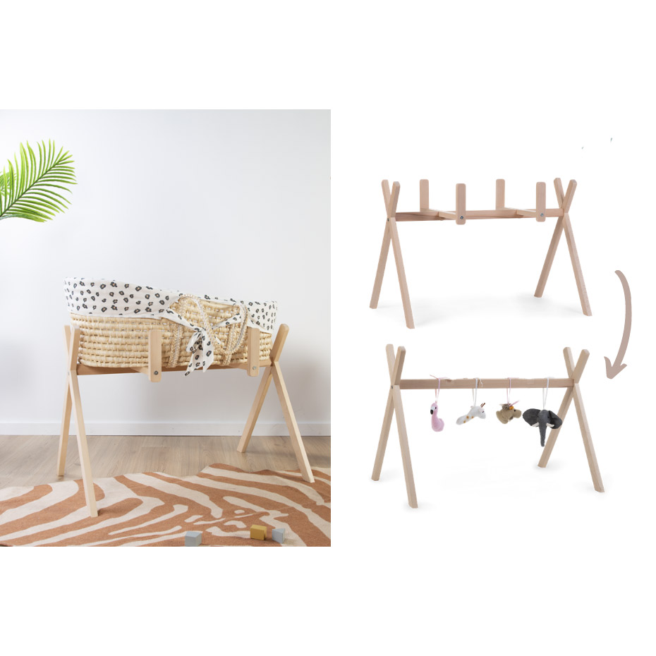 Support de couffin évolutif 2 en 1 en bois naturel (Childhome) - Image 7