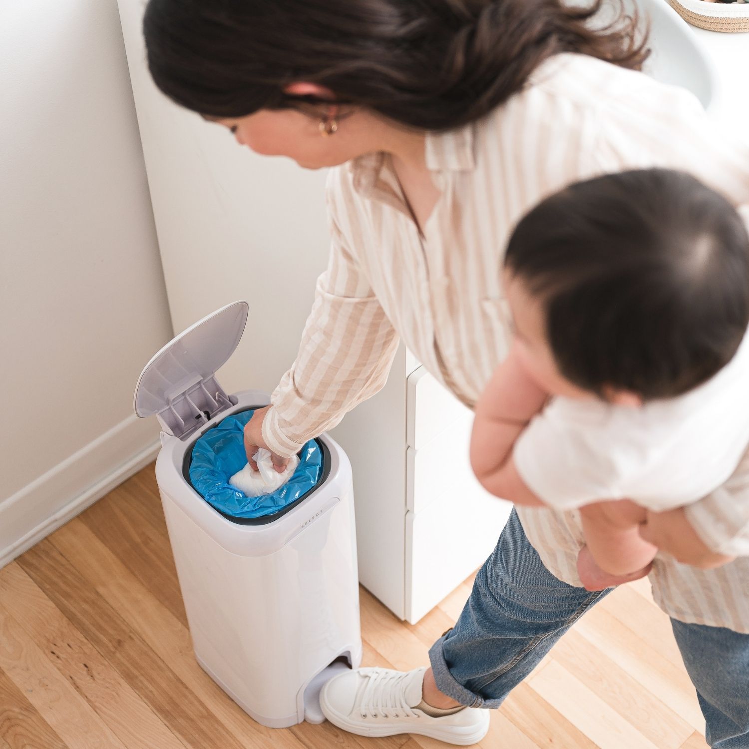 Poubelle à couches Select Blanche avec recharge (Diaper Genie) - Image 3