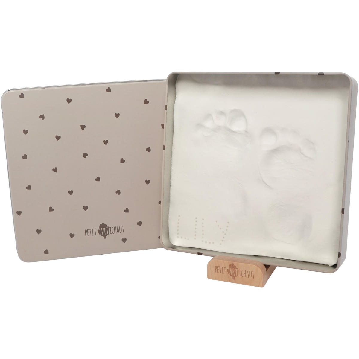 Petit Artichaut - Boîte à empreintes Baby Box Carrée Jolis Cœurs