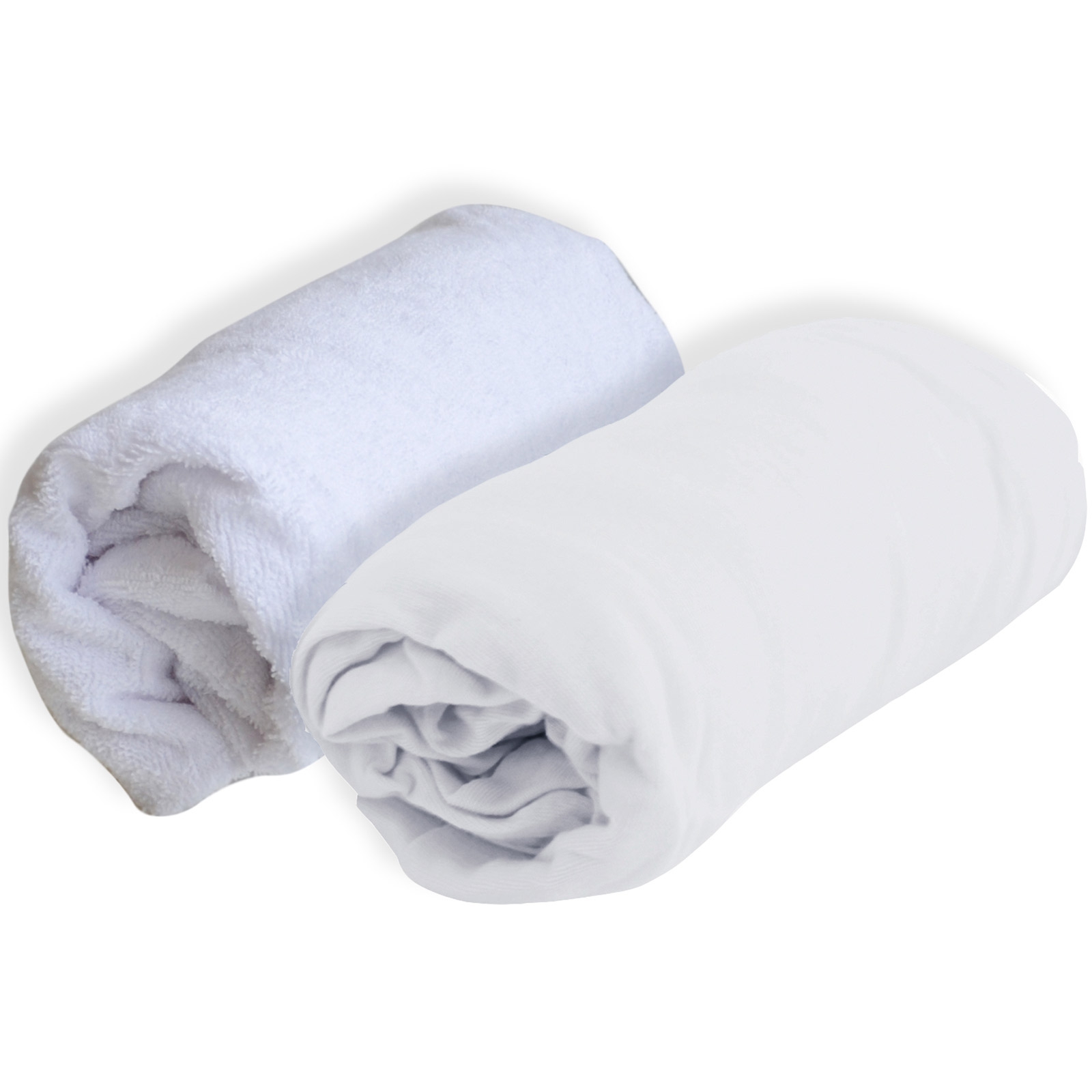 Lot alèse et drap housse blanc (60 x 120 cm) (Domiva) - Image 1
