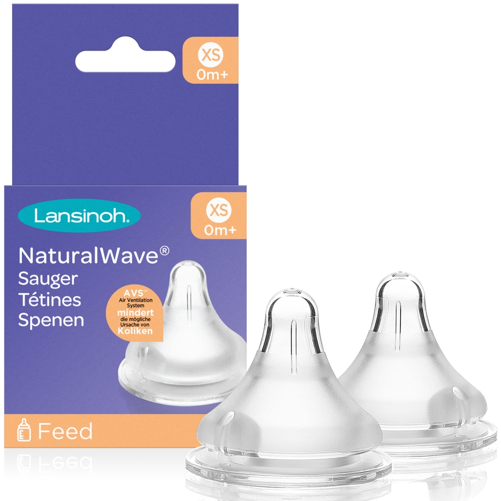 Lot de 2 tétines Natural Wave® spécial allaitement débit très lent (Lansinoh) - Image 1