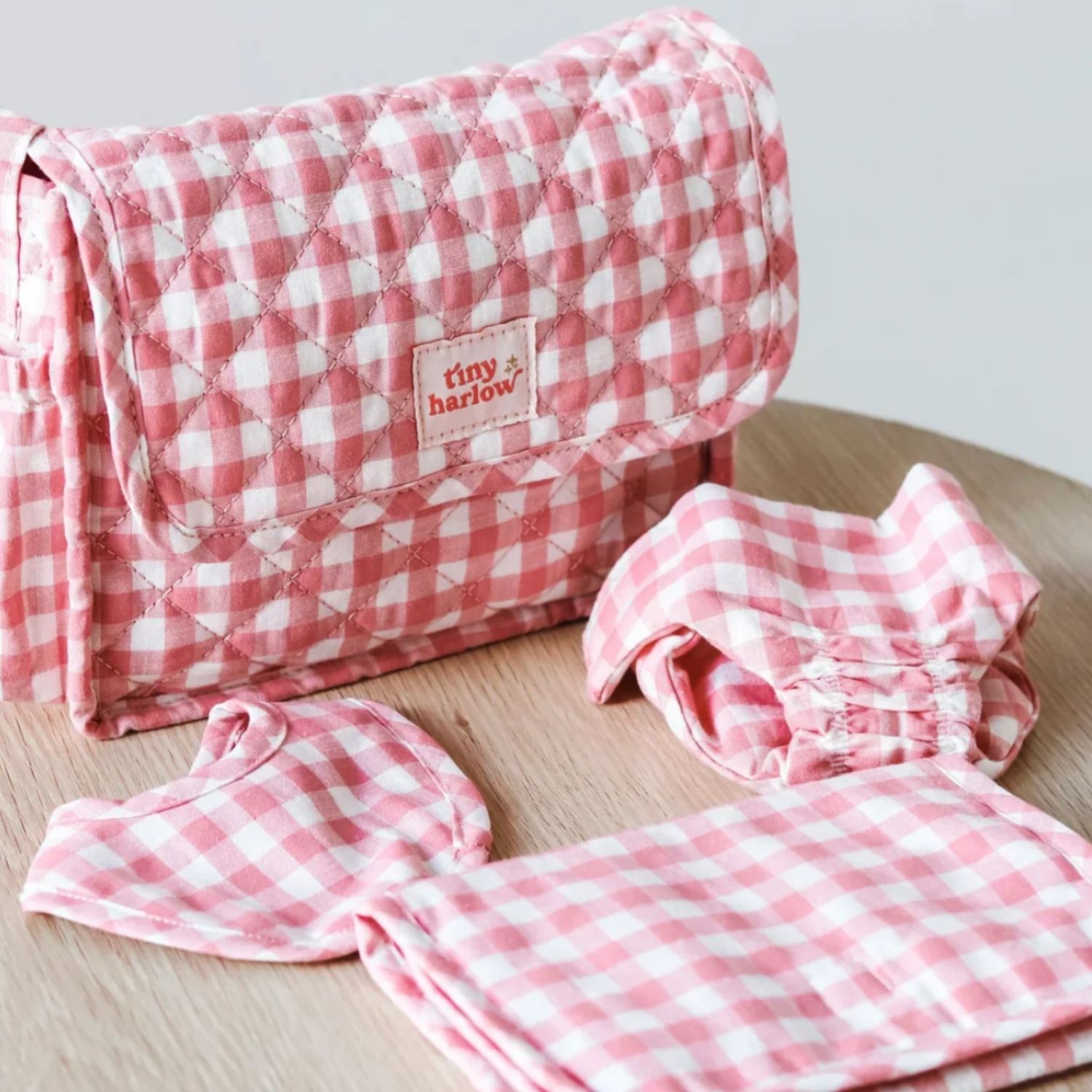 Sac à langer pour poupée avec accessoires Vichy (Tiny Harlow) - Image 3