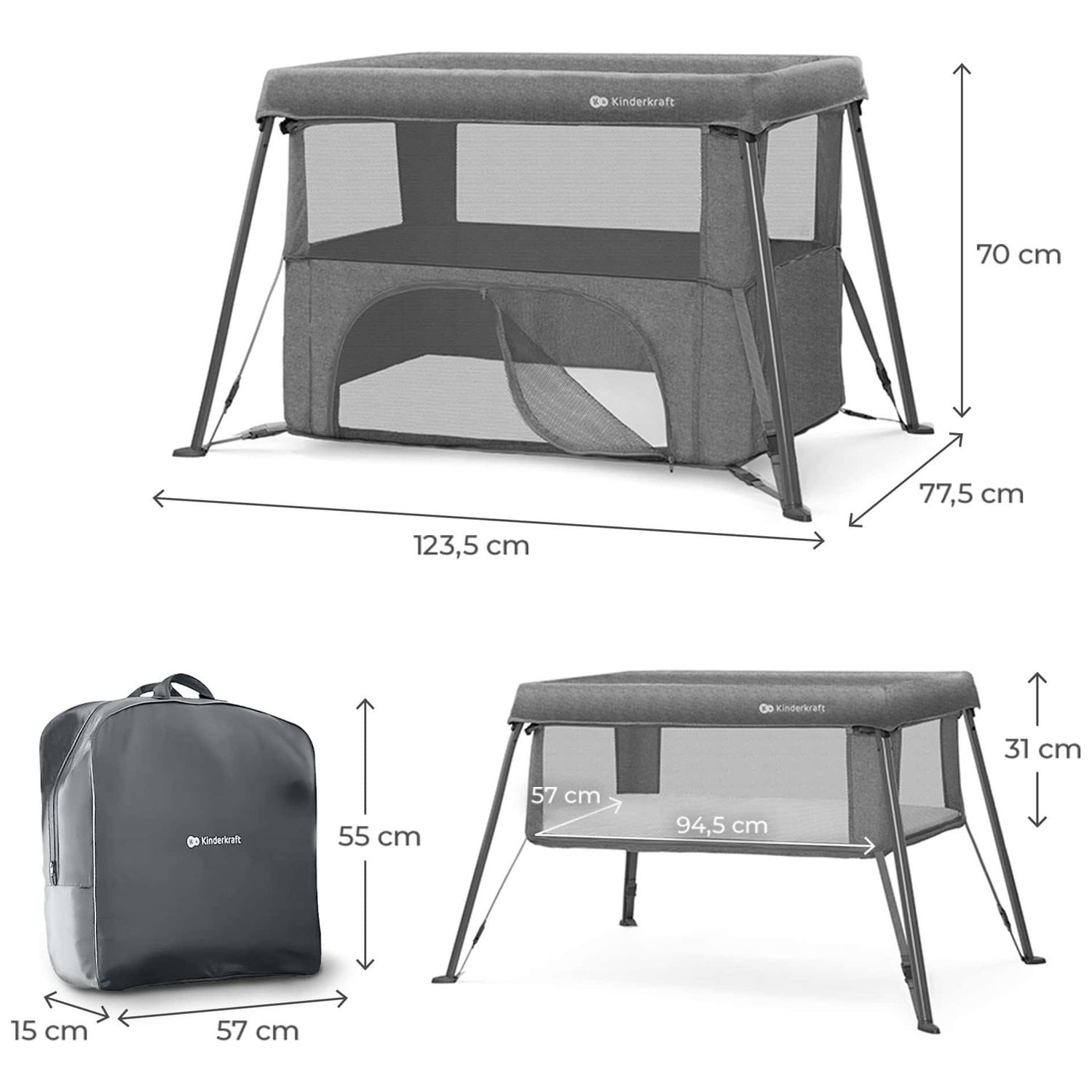 Lit bébé 3 en 1 Cami Grey (Kinderkraft) - Image 4