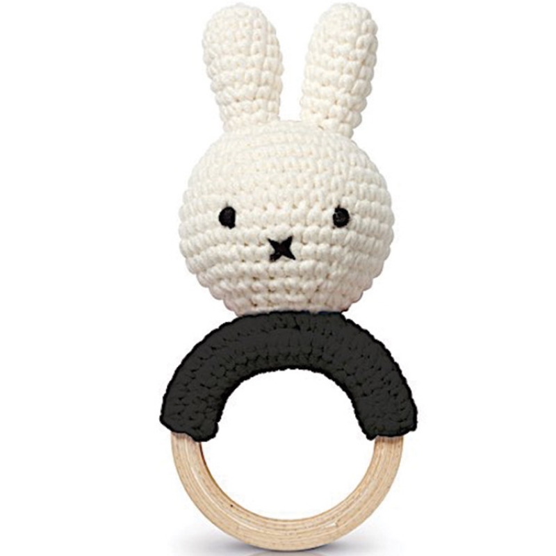Just Dutch - Hochet anneau de dentition Miffy noir