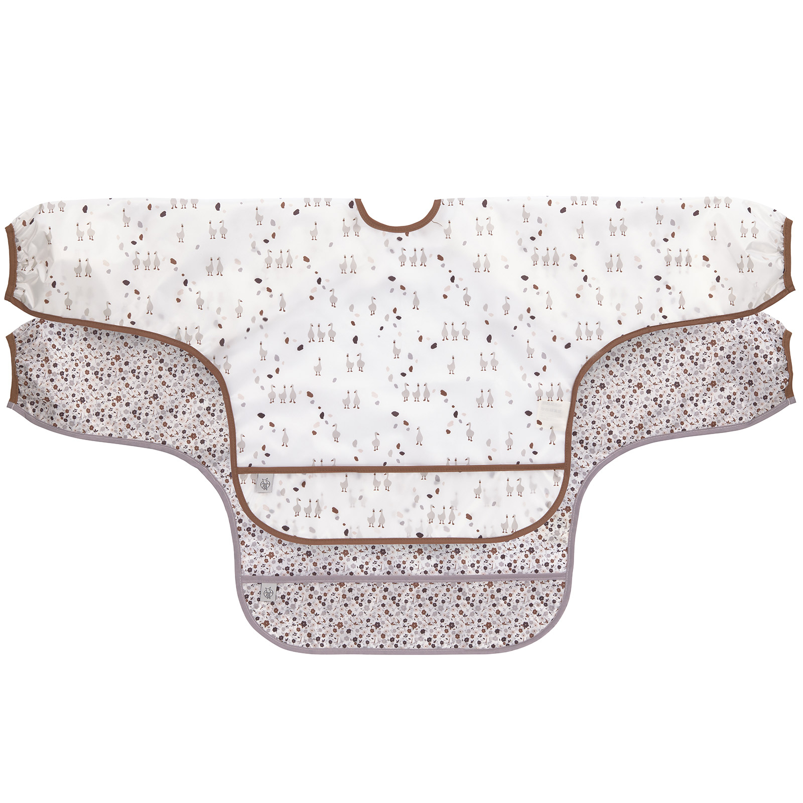 Lassig - Lot de 2 bavoirs manches longues avec poche Tiny Farmer Oie lilas cendré