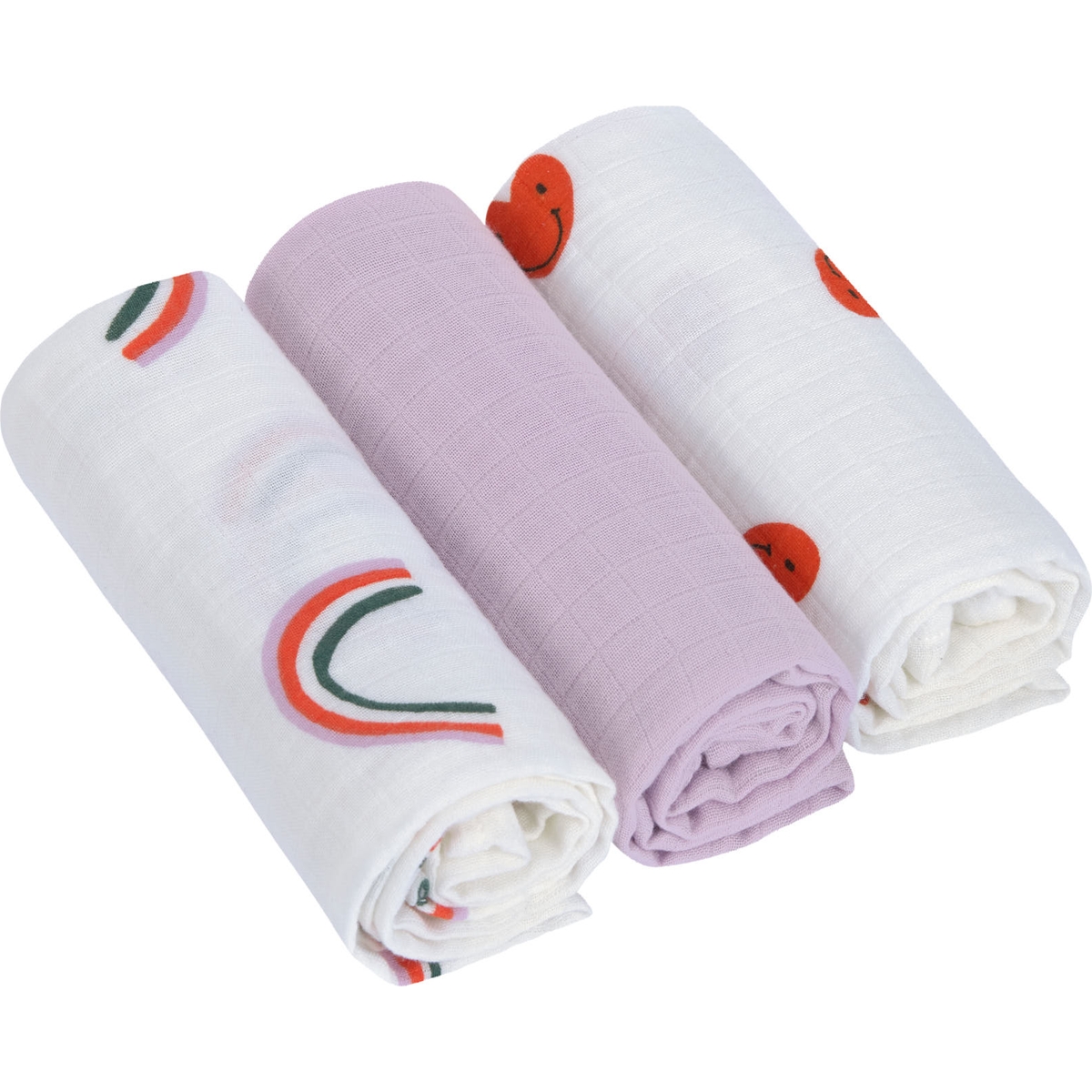 Lot de 3 langes Happy Rascals Coeur lavande (60 x 60 cm) (Lassig) - Image 3