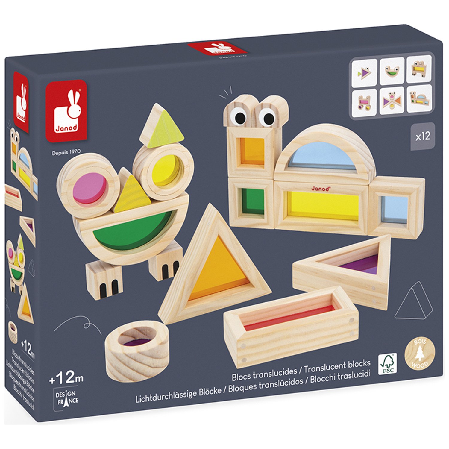 Jeu sensoriel Blocs translucides (18 pièces) (Janod) - Image 6