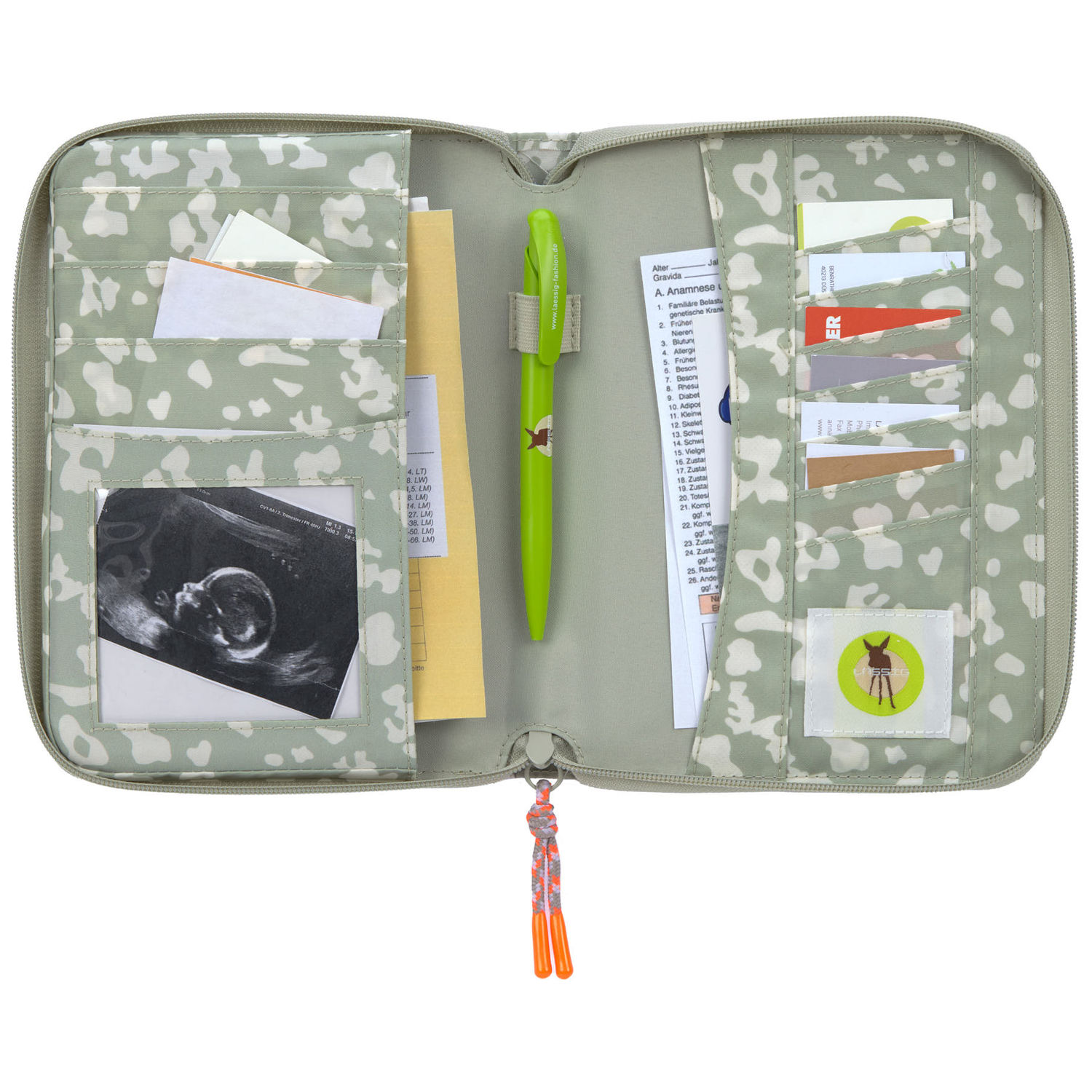 Lassig - Protège carnet de santé Leo kaki clair