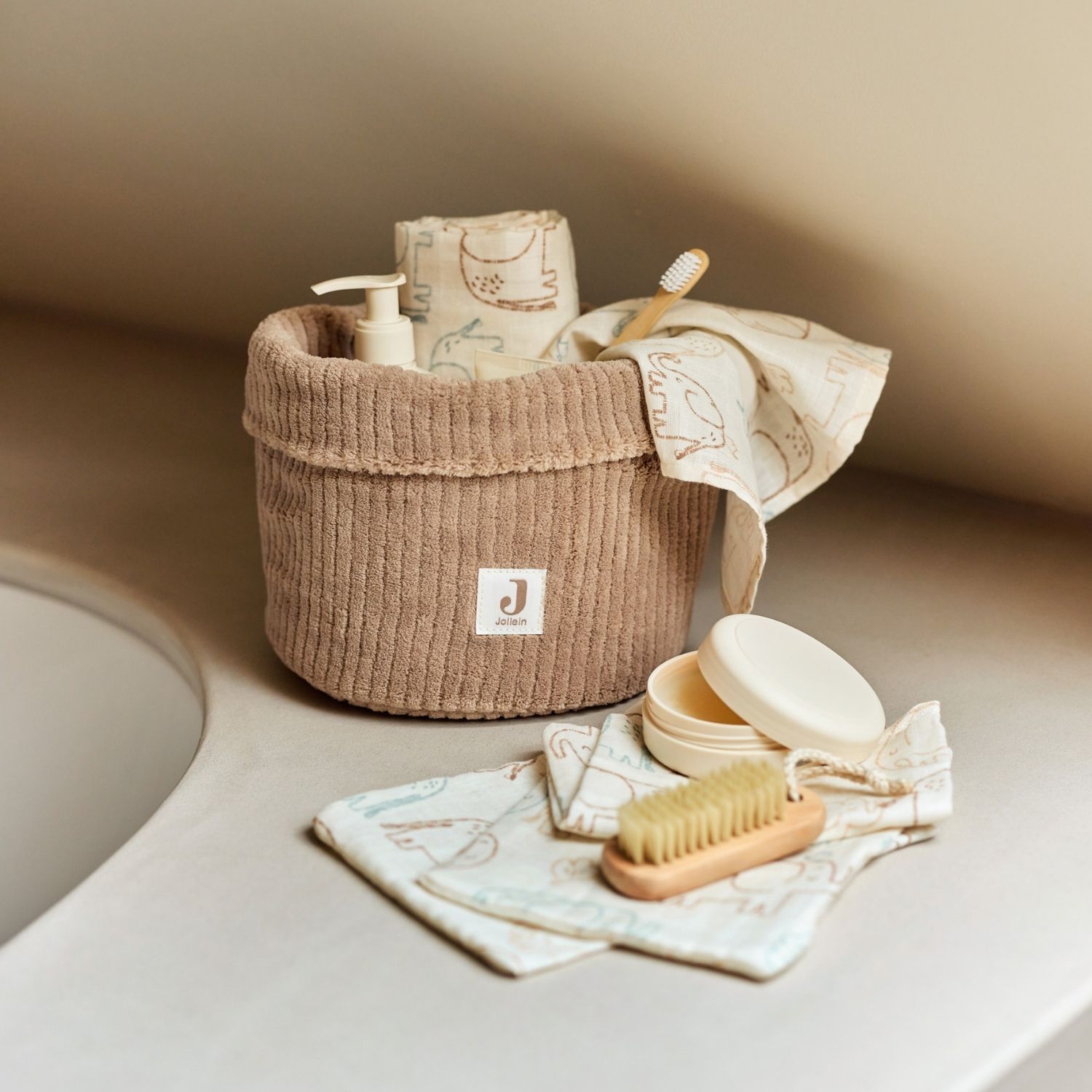 Panier de rangement Cloudy Rib Milky Coffee (14 x 18 cm) (Jollein) - Image 4