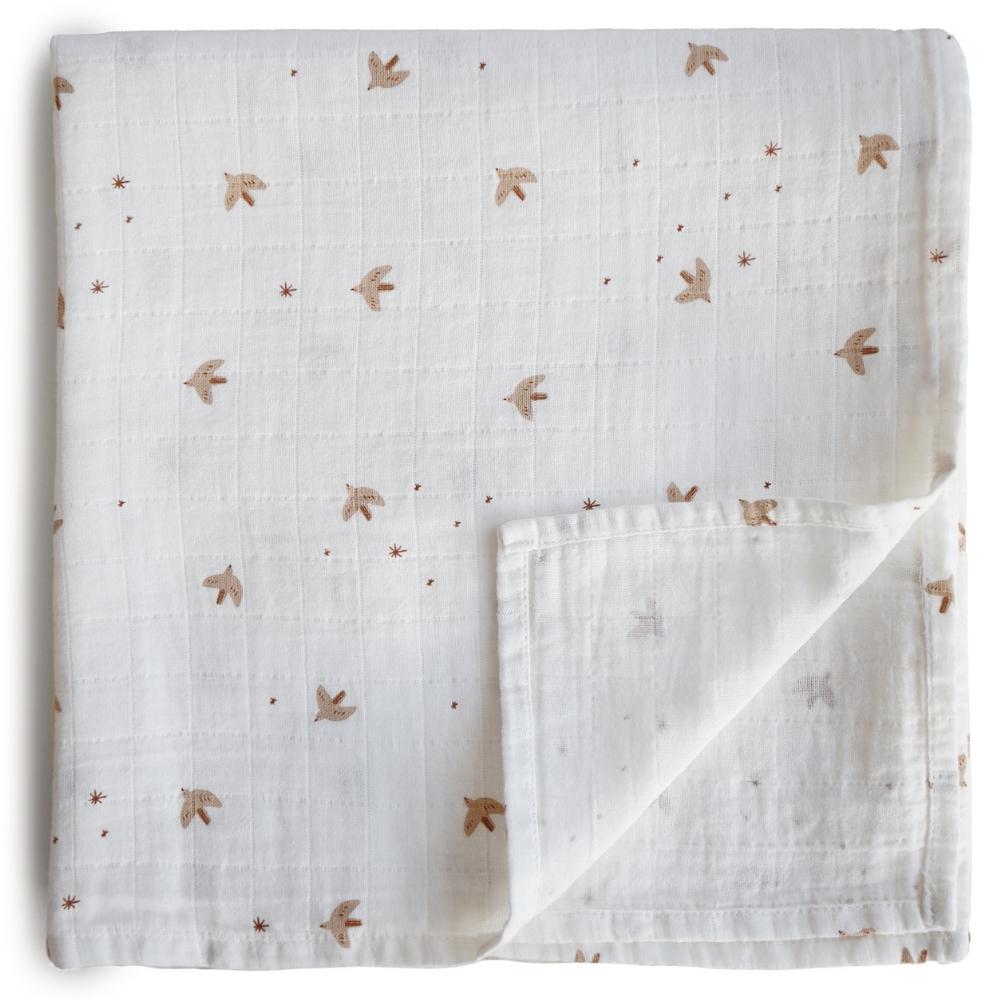 Maxi lange en coton bio Sparrows (120 x 120 cm) (Mushie) - Image 1