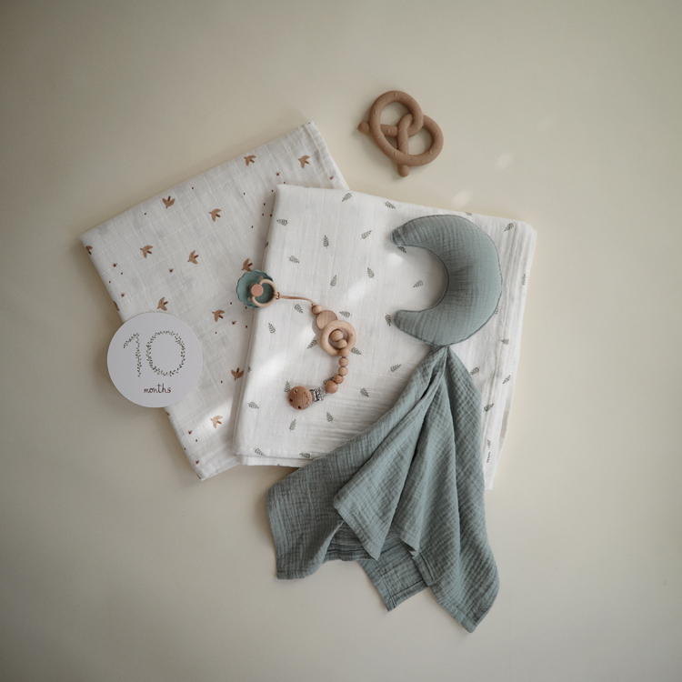 Maxi lange en coton bio Sparrows (120 x 120 cm) (Mushie) - Image 5