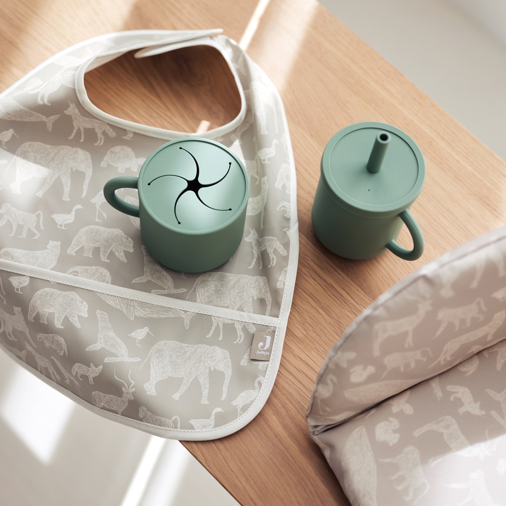 Lot de 2 bavoirs plastifiés Animals Olive Green (Jollein) - Image 1