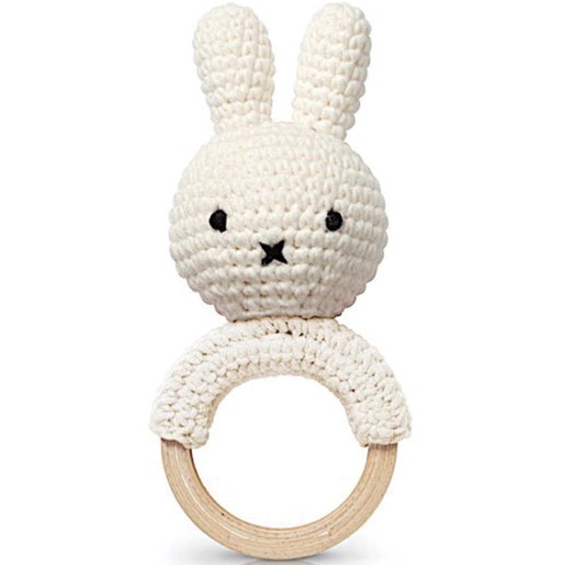 Just Dutch - Hochet anneau de dentition Miffy blanc