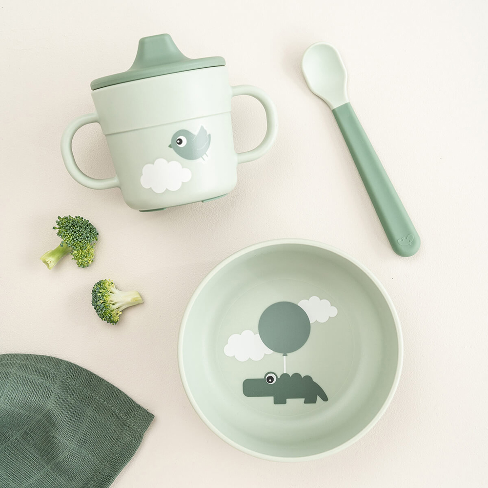 Coffret premier repas Happy clouds Vert (3 pièces) (Done by deer) - Image 1