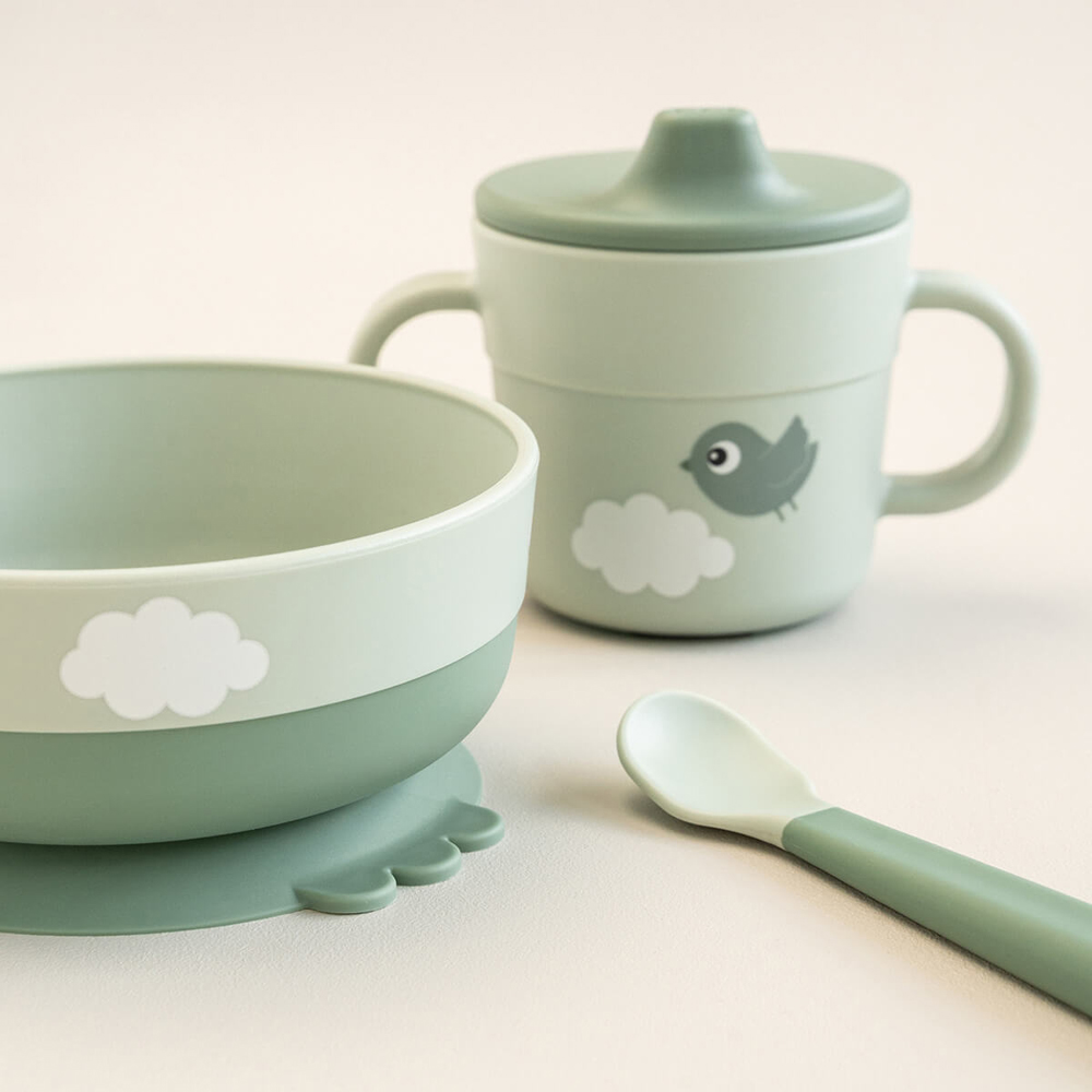 Coffret premier repas Happy clouds Vert (3 pièces) (Done by deer) - Image 3