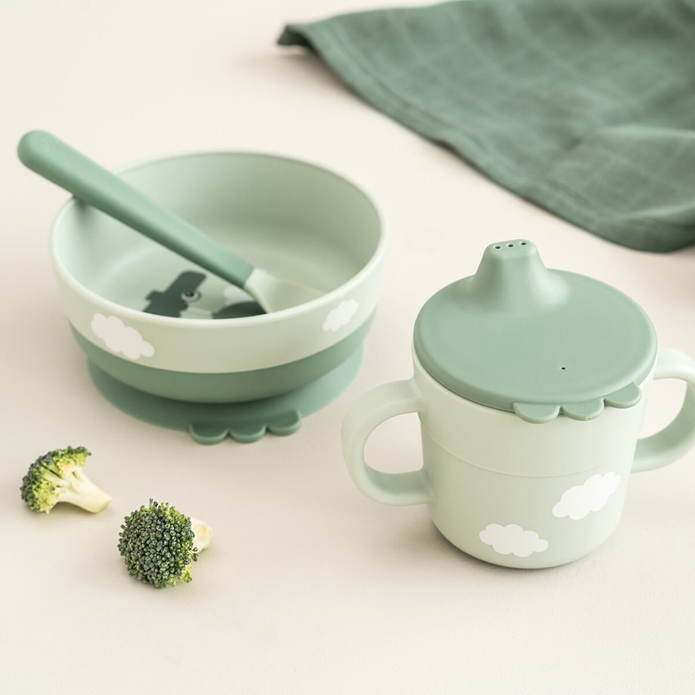 Coffret premier repas Happy clouds Vert (3 pièces) (Done by deer) - Image 5