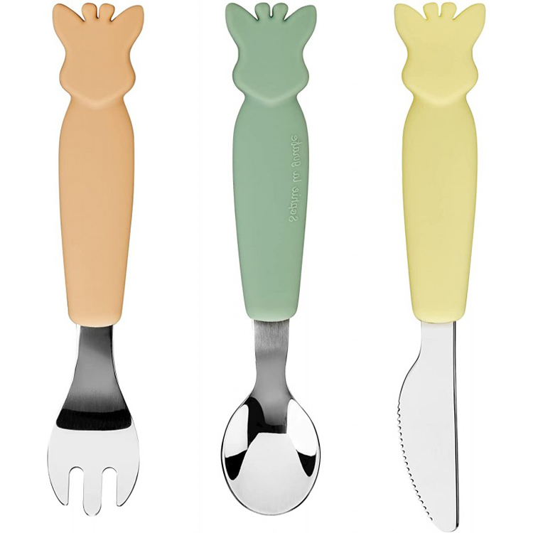 Lot de 3 couverts avec manche en silicone Pastel (Sophie la girafe) - Image 1