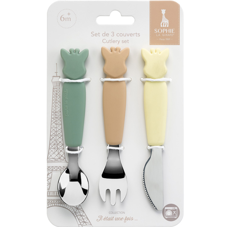 Lot de 3 couverts avec manche en silicone Pastel (Sophie la girafe) - Image 3
