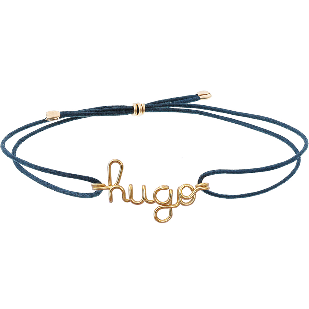 Padam Padam - Bracelet cordon coton ciré Prénom goldfilled jaune (personnalisable)