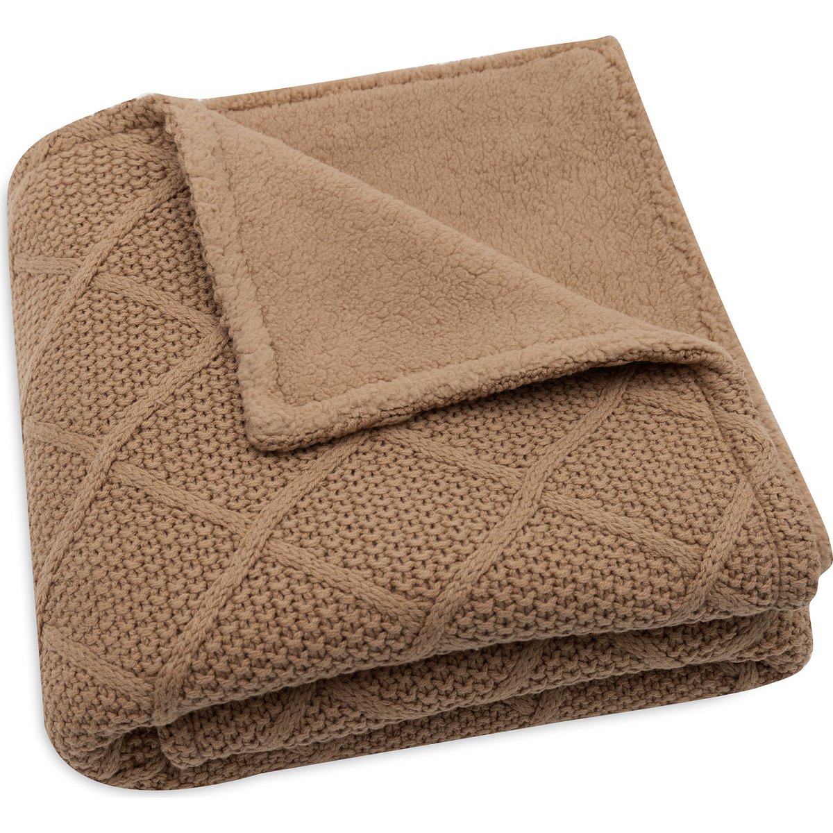Jollein - Couverture en polaire Check Knit Biscuit (75 x 100 cm)