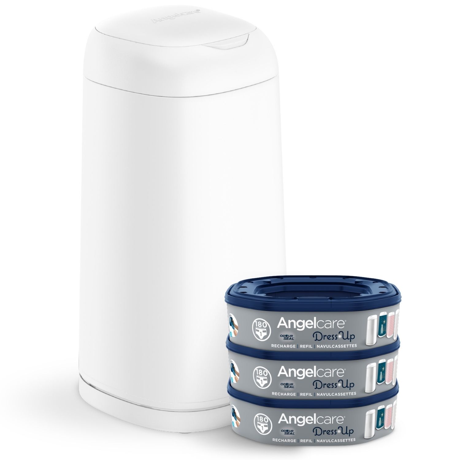 Starter pack poubelle à couches Dress up + 3 recharges (Angelcare) - Image 1