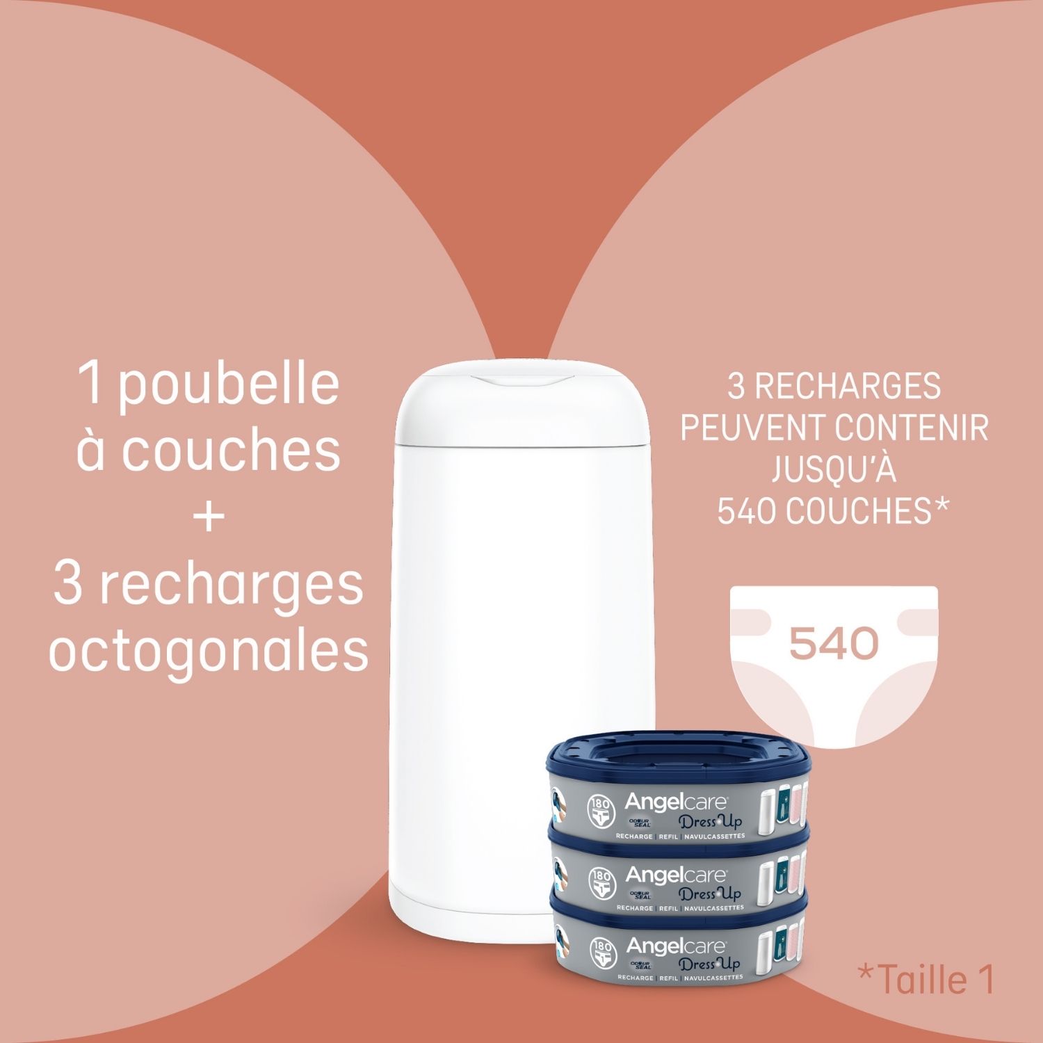 Starter pack poubelle à couches Dress up + 3 recharges (Angelcare) - Image 3