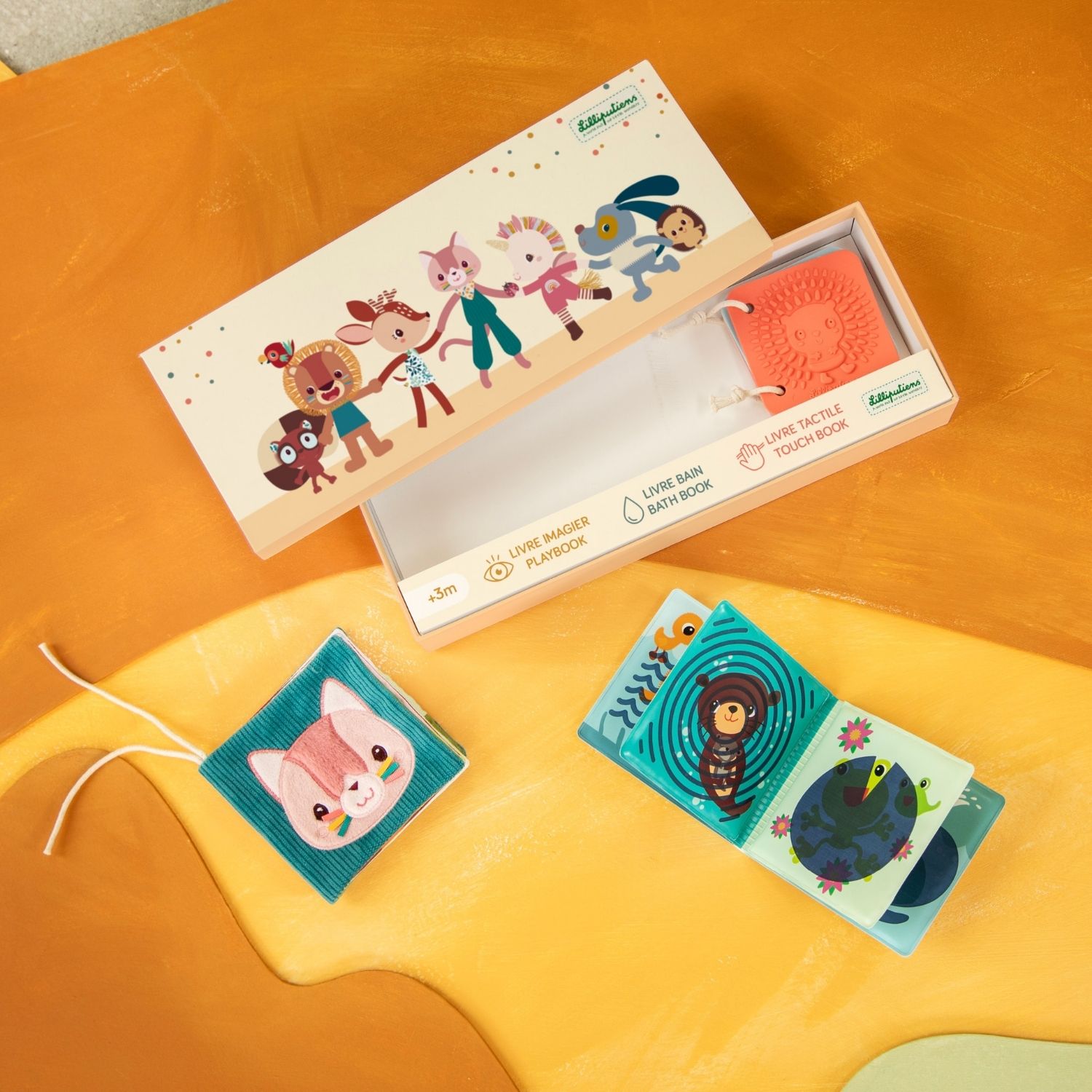 Set de naissance 3 livres sensoriels Jardin (Lilliputiens) - Image 1