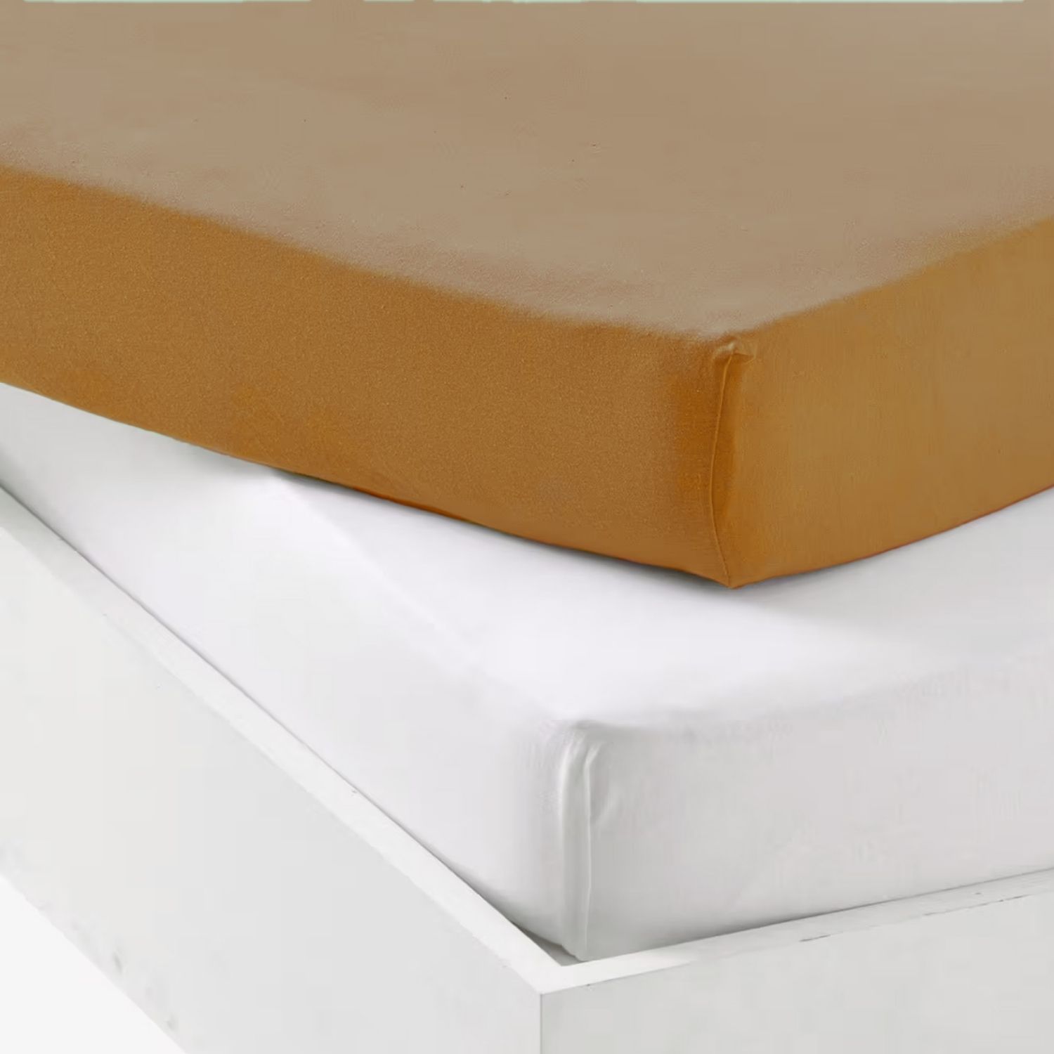 Lot alèse et drap housse Blanc-Caramel (70 x 140 cm) (Mon P'tit Dodo) - Image 1