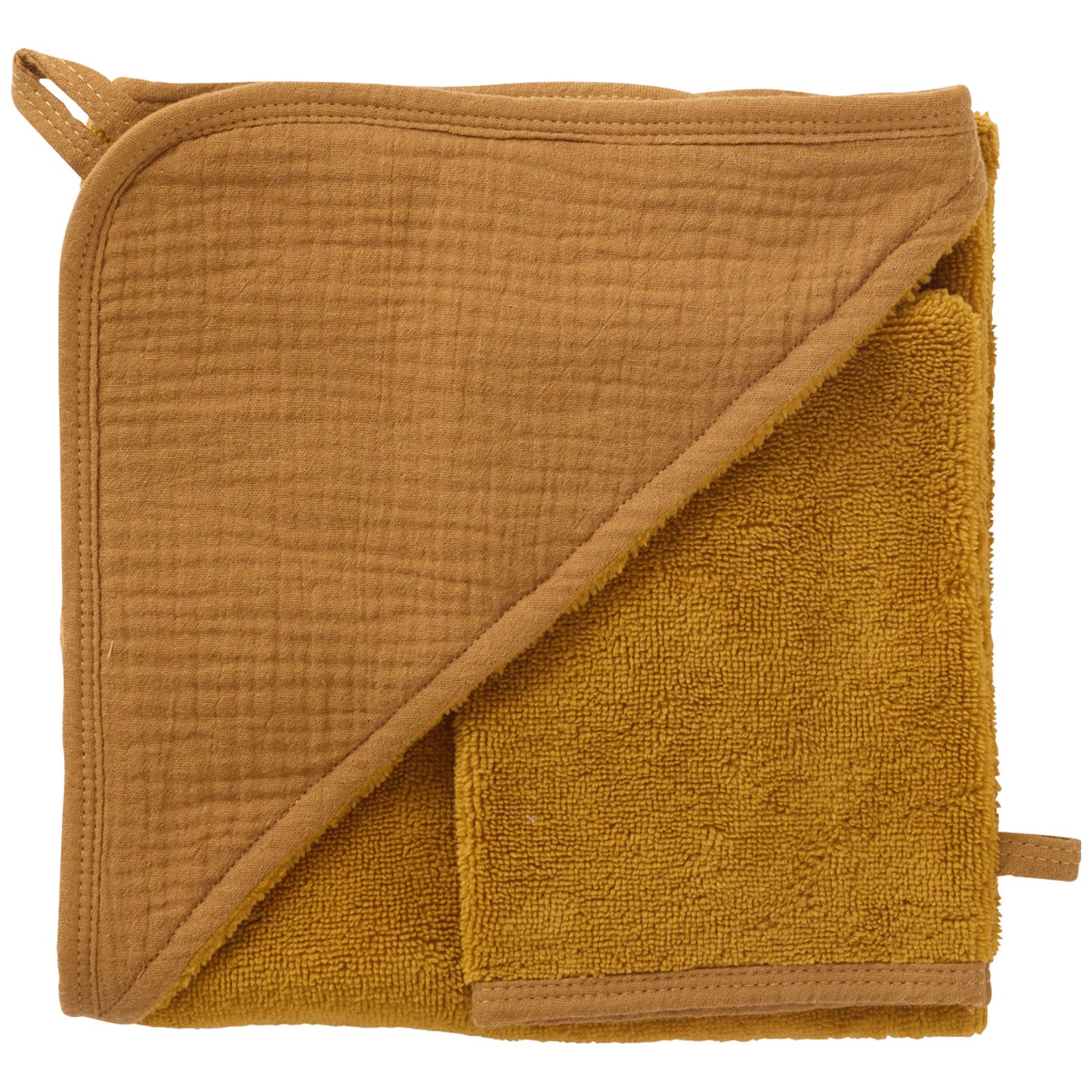 Bb&Co - Cape de bain + gant bambou et gaze havane