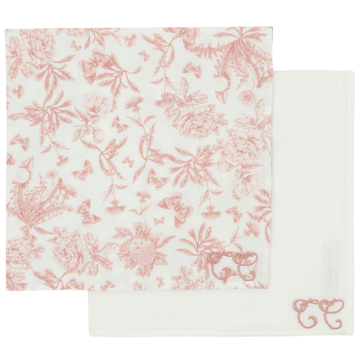 Tartine et Chocolat - Set de 2 langes Toile de Jouy rose (70 x 70 cm)