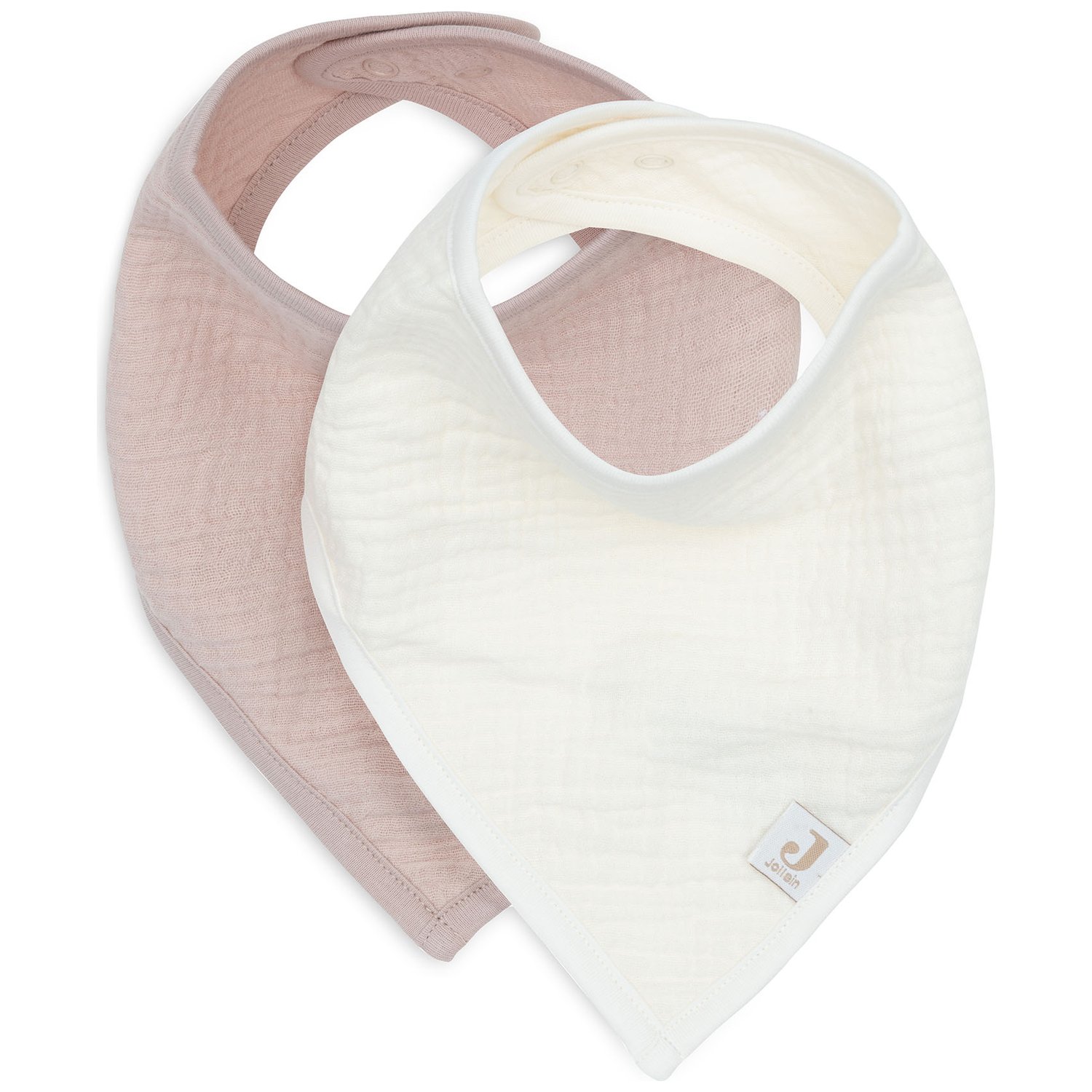 Jollein - Lot de 2 bavoirs bandana gaze de coton Wild Rose-Oatmeal