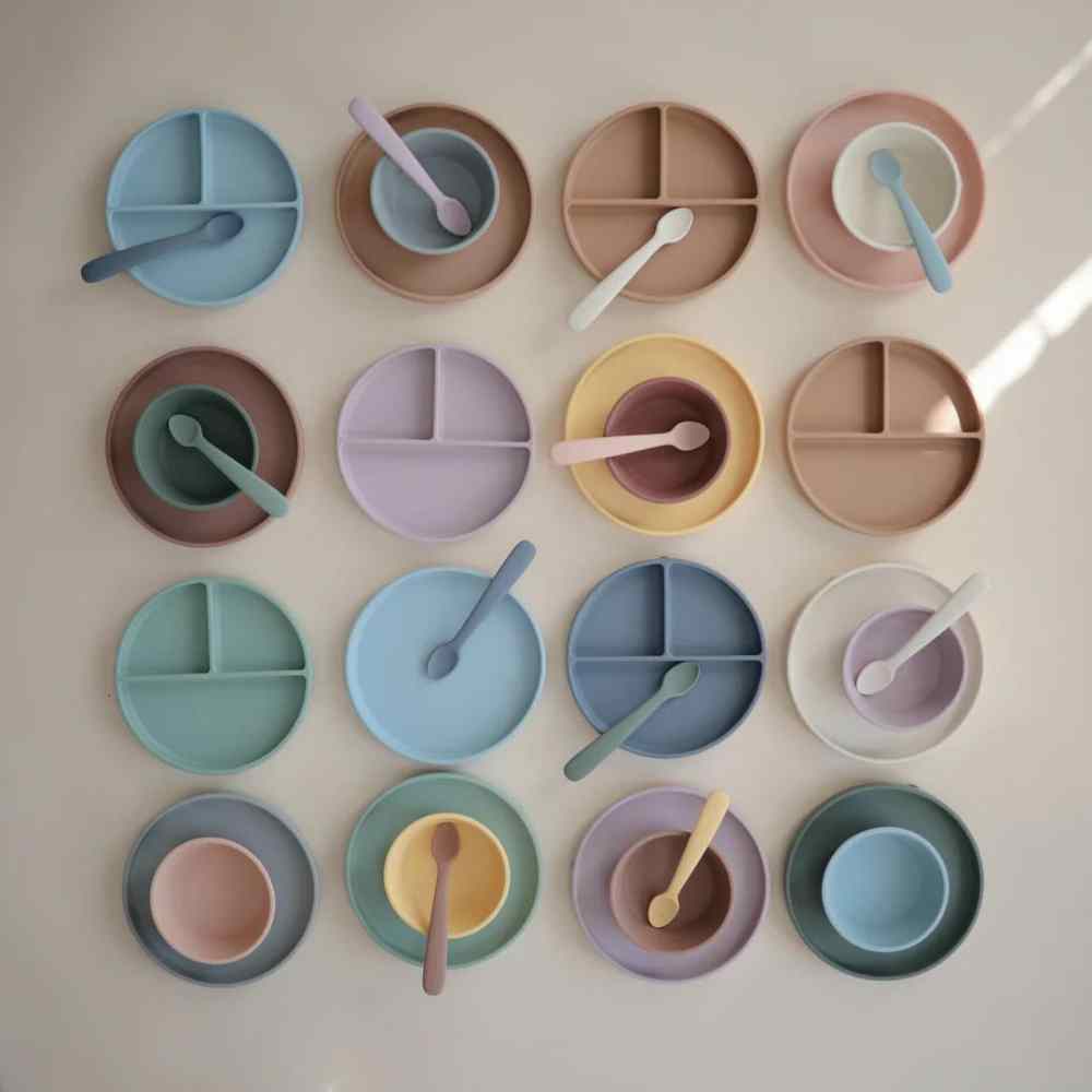 Assiette à compartiments en silicone avec ventouse Pale Daffodil (Mushie) - Image 4