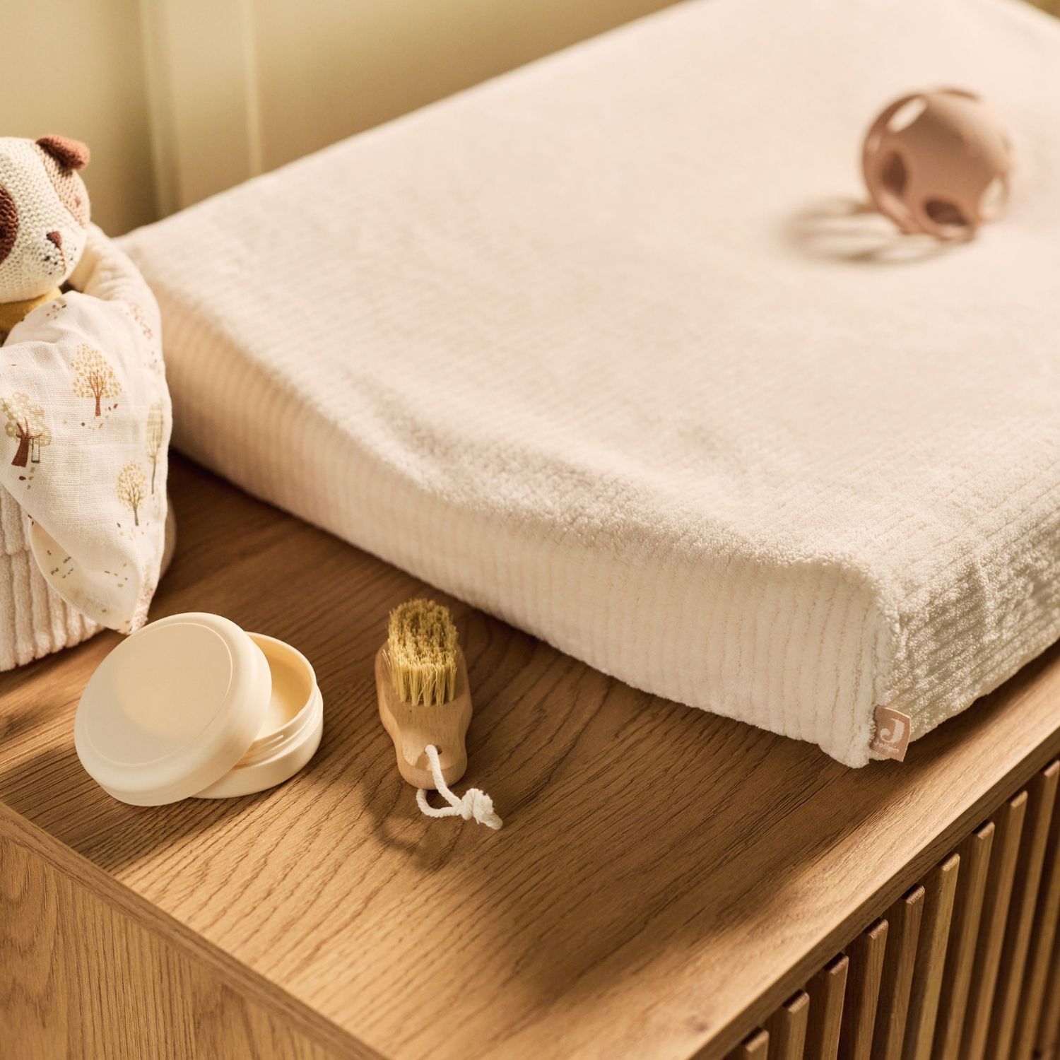 Jollein - Housse matelas à langer Cloudy Rib Oatmeal (50 x 70 cm)