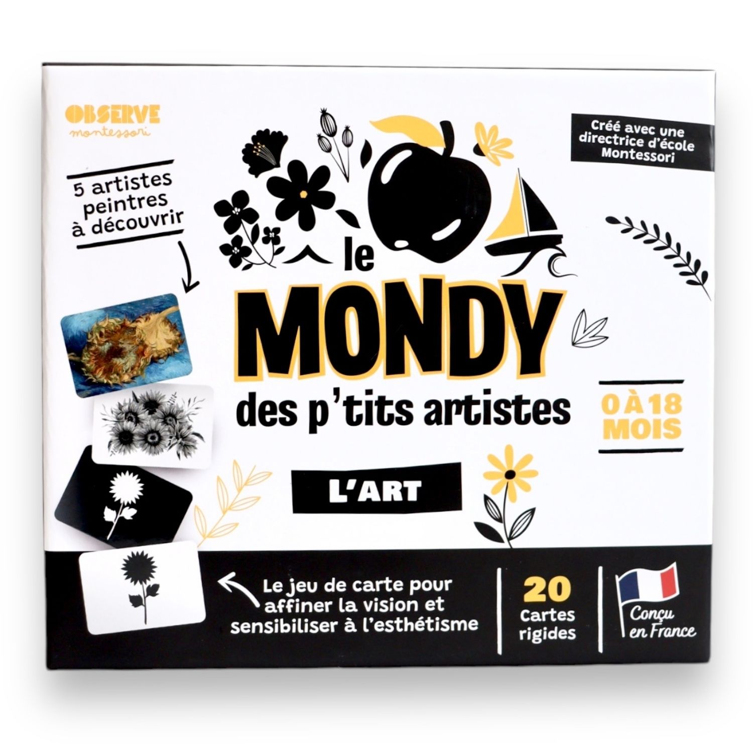 Observe Édition - Coffret Mondy des P'tits Artistes (20 cartes constratées en noir & blanc)