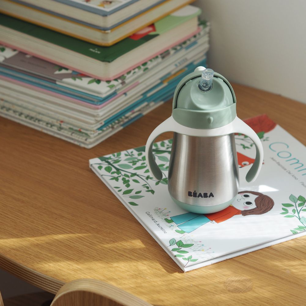 Tasse à paille en inox vert sauge (250 ml) (Béaba) - Image 4