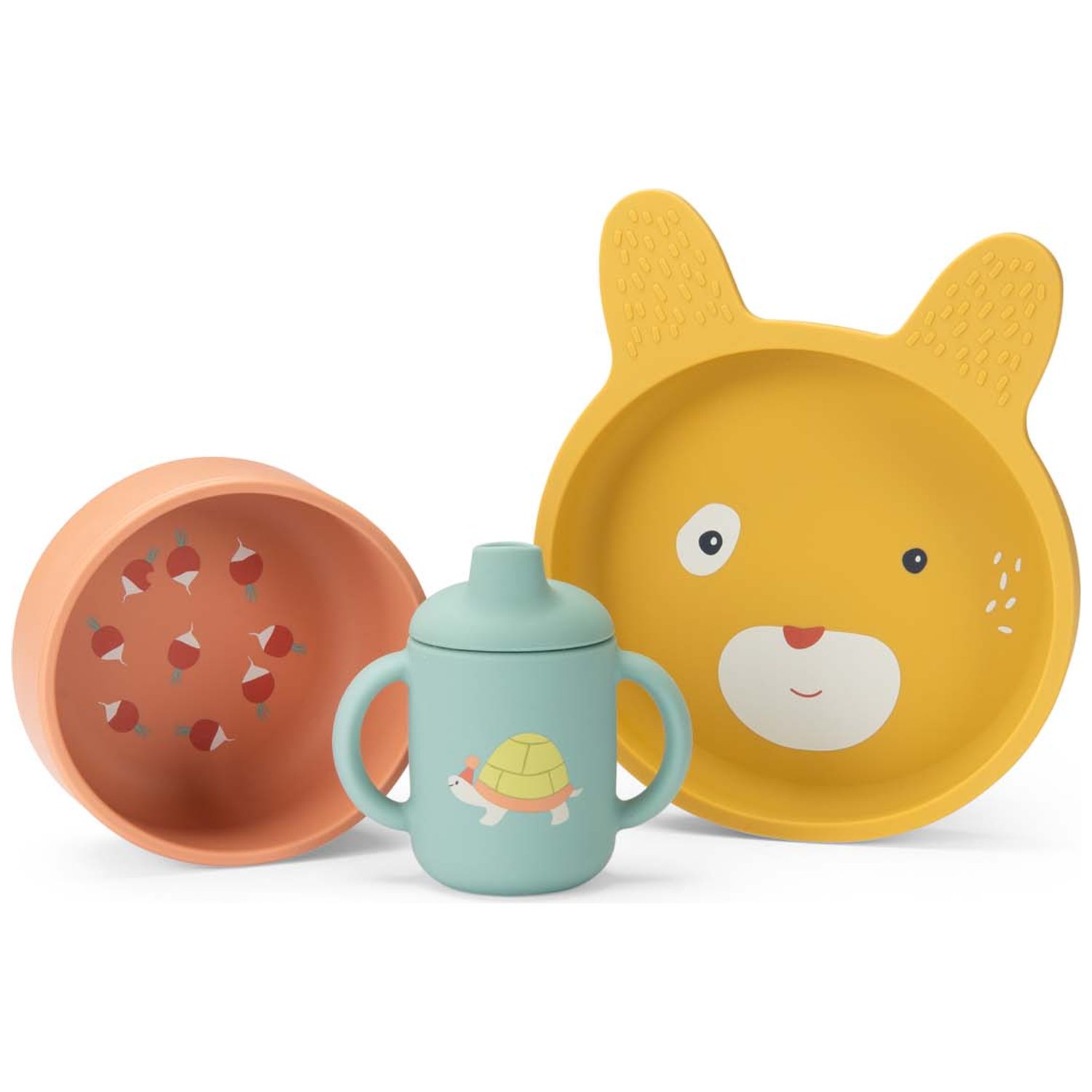 Moulin Roty - Set vaisselle silicone Trois petits lapins