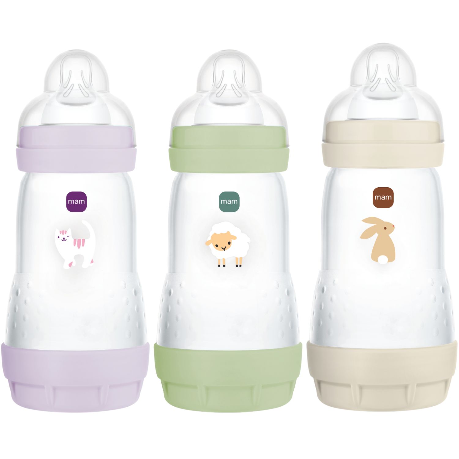 Mam - Lot de 3 biberon Easy Start anti-colique 260 ml (modèle aléatoire) - Rose