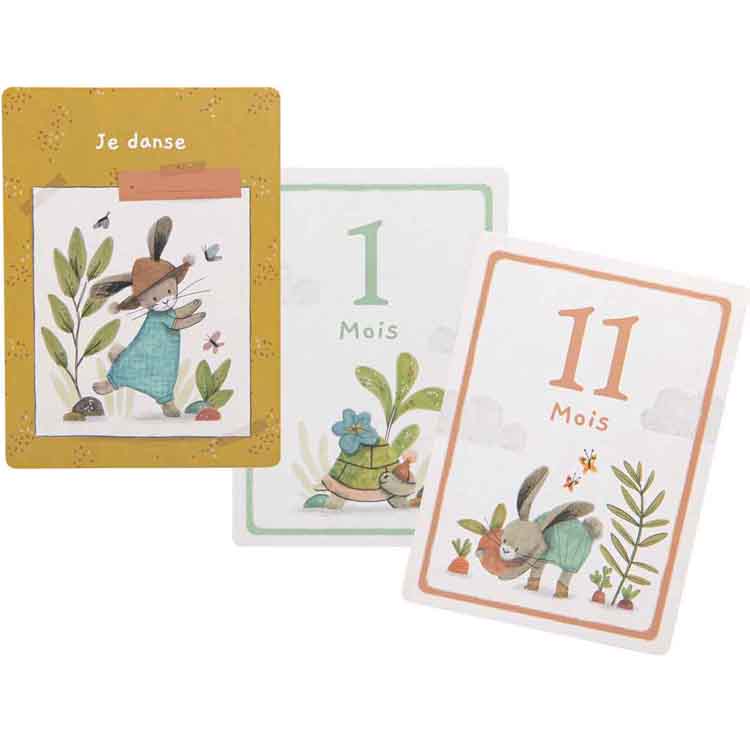 Cartes étapes Mes 12 premiers mois Trois petits lapins (30 cartes) (Moulin Roty) - Image 3